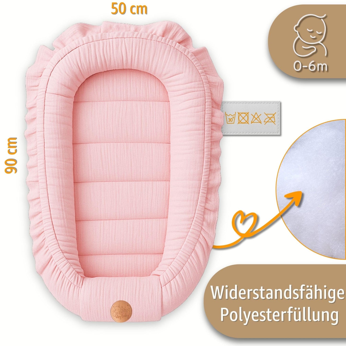 Musselin Babynest Nestchen Baby 90x50 cm - Babynestchen Neugeborene Nest für Kinder Bett und Babybett tragbar Kuschelnest Coccon für Jungen und Mädchen Baumwolle Grau