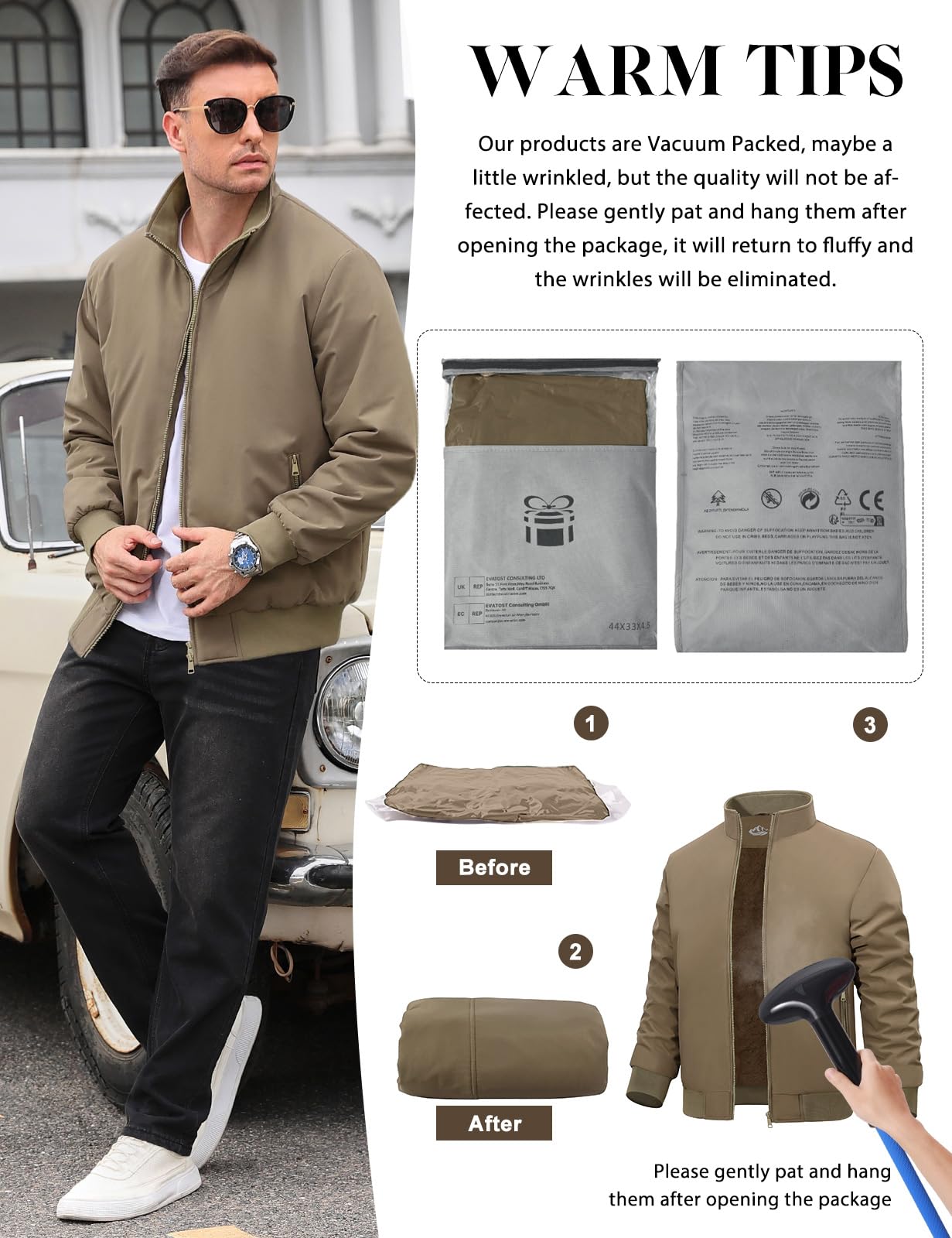 Lonya Men's Fleece Winter Windproof Bomber Jacket Full Zip Transition Jacket Flight Jacket Autumn Warm Padded Stand-Up Collar Coats Jackets