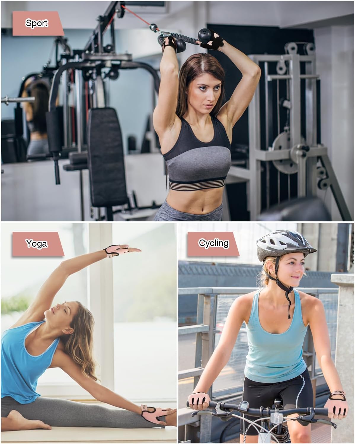 OTraki Women's Sports Gloves, Gym Gloves for Women, Pink Fitness Training Gloves, Breathable Silicone Padded Palm Protection, Exercise, Weightlifting for Strength Training, Bodybuilding, Strength Sports