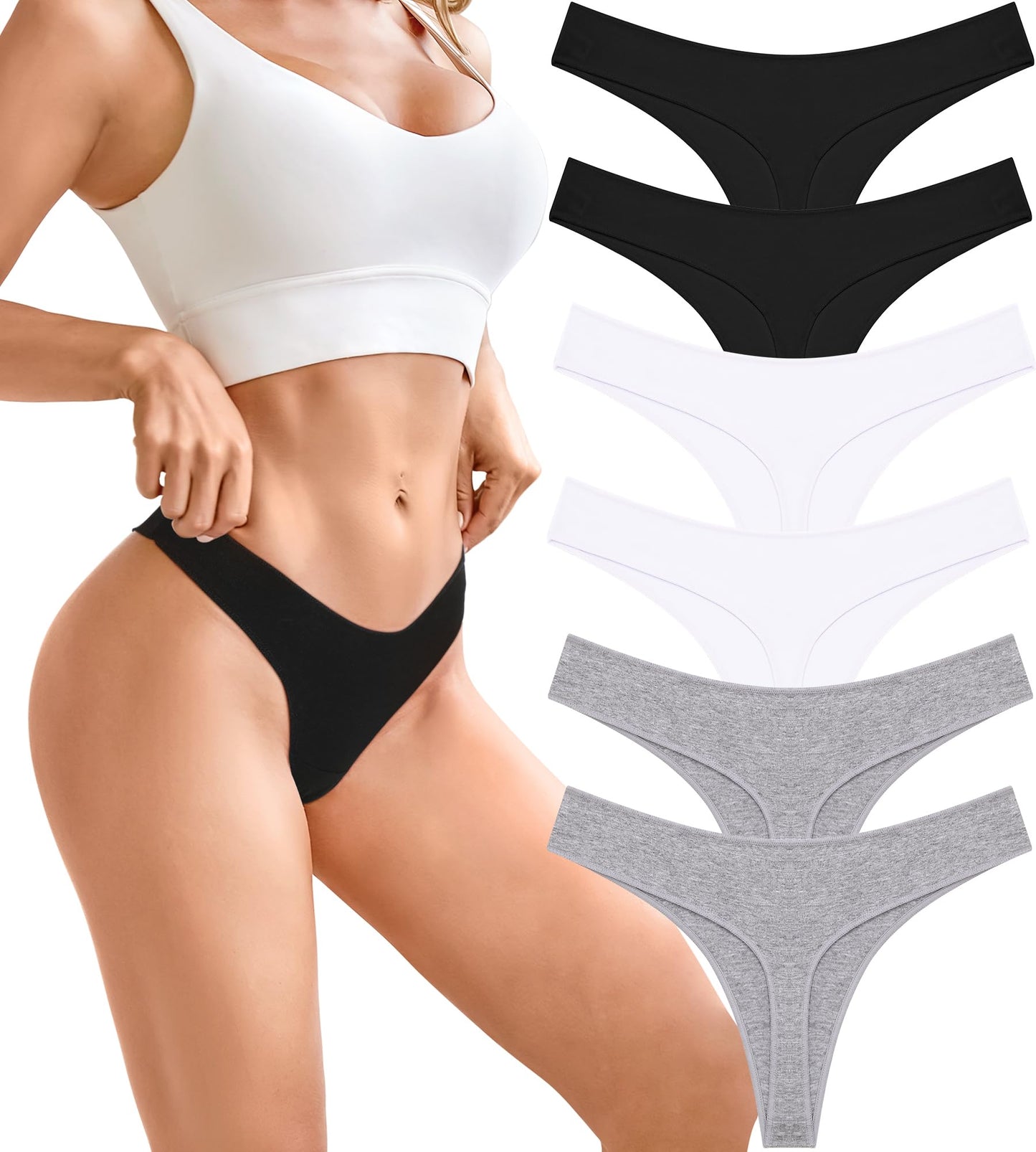 BeReady String Tanga Damen Baumwolle Sexy Unterwäsche Frauen Set Unterhosen Damen Slips Mehrpack Atmungsaktiv Thong Bikini Pantys 6 Pack