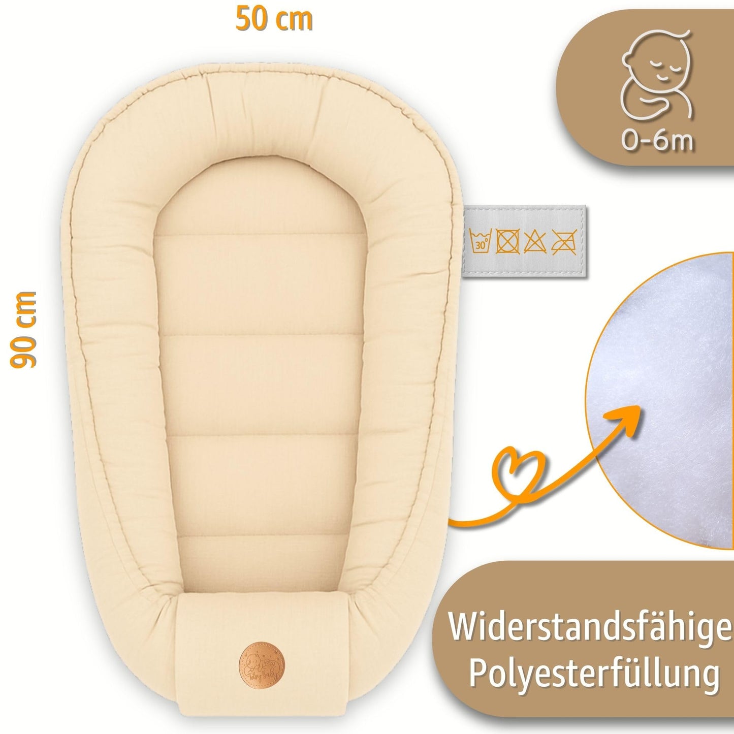 Musselin Babynest Nestchen Baby 90x50 cm - Babynestchen Neugeborene Nest für Kinder Bett und Babybett tragbar Kuschelnest Coccon für Jungen und Mädchen Baumwolle Grau