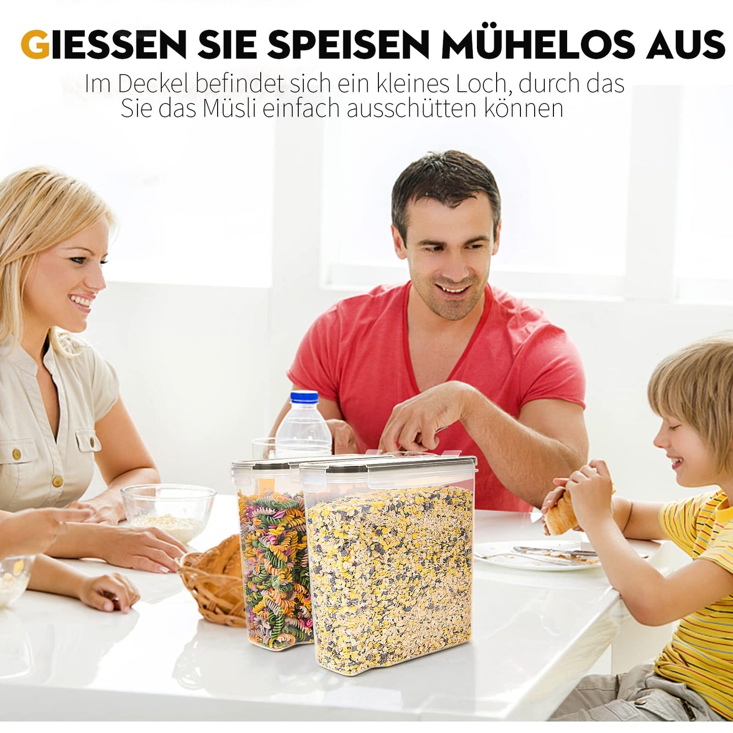 L LONGANCHANG Vorratsdosen mit Deckel Luftdicht Set of 16, BPA frei, Aufbewahrungsbox mit Deckel, Mottensichere Küchen Organizer Cornflakes Müsli Mehl Aufbewahrung, Vorratsbehälter mit Etiketten