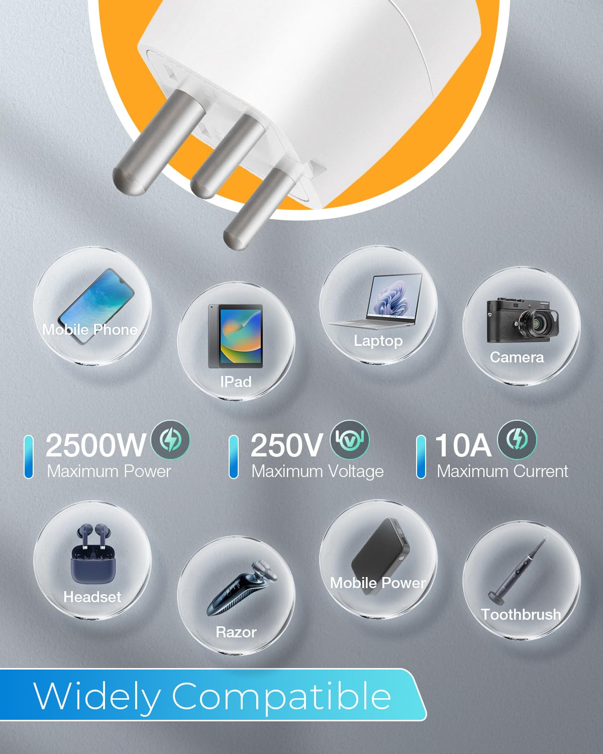 Reiseadapter USA 2Stück，USA Adapter Steckdose Deutschland Plug ，Adapter USA Deutschland Stecker für EU zu Amerika/Kanada/Mexiko/Thailand usw,Typ B Reisestecker Stromadapter,Weiß