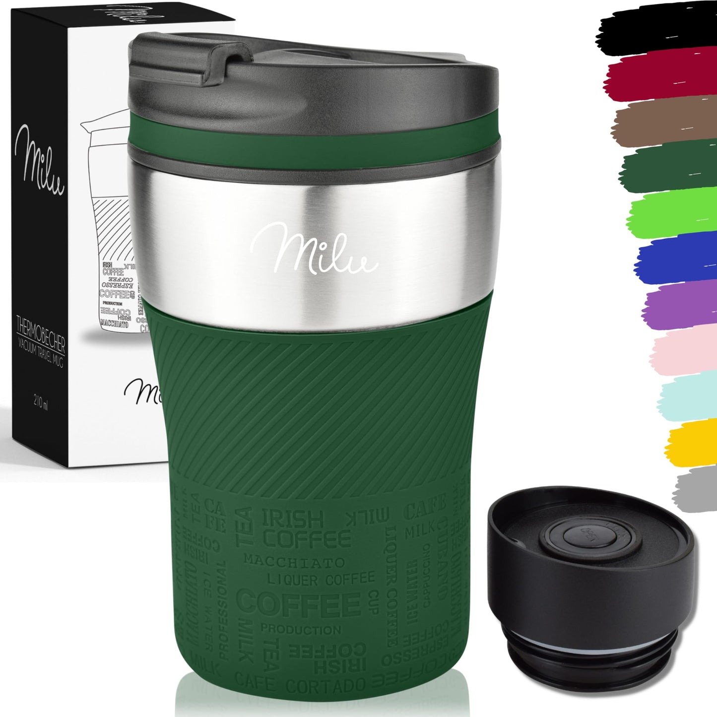 Milu Thermobecher Isolierbecher Kaffeebecher to go - 210ml 100% Auslaufsicher - Trinkbecher aus Edelstahl - Autobecher doppelwand Isolierung - Thermo Becher - Travel Mug (Rot)