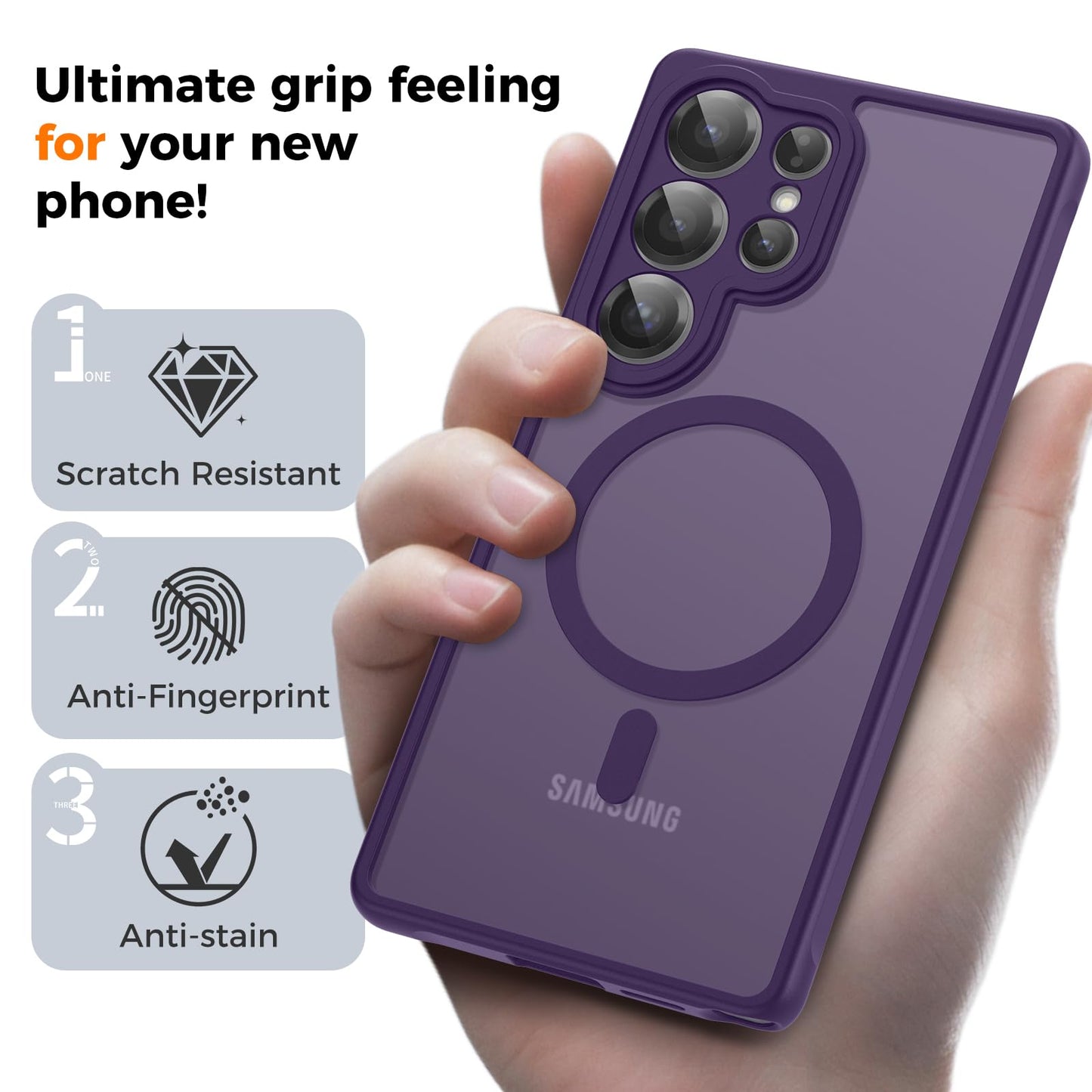 für Samsung Galaxy S25 Ultra Hülle für Magsafe, Magnetisch Handyhülle für S25 Ultra Hülle, Kameraschutz Stoßfeste Kratzfeste Durchscheinende Schutzhülle für Samsung S25 Ultra Case, Schwarz