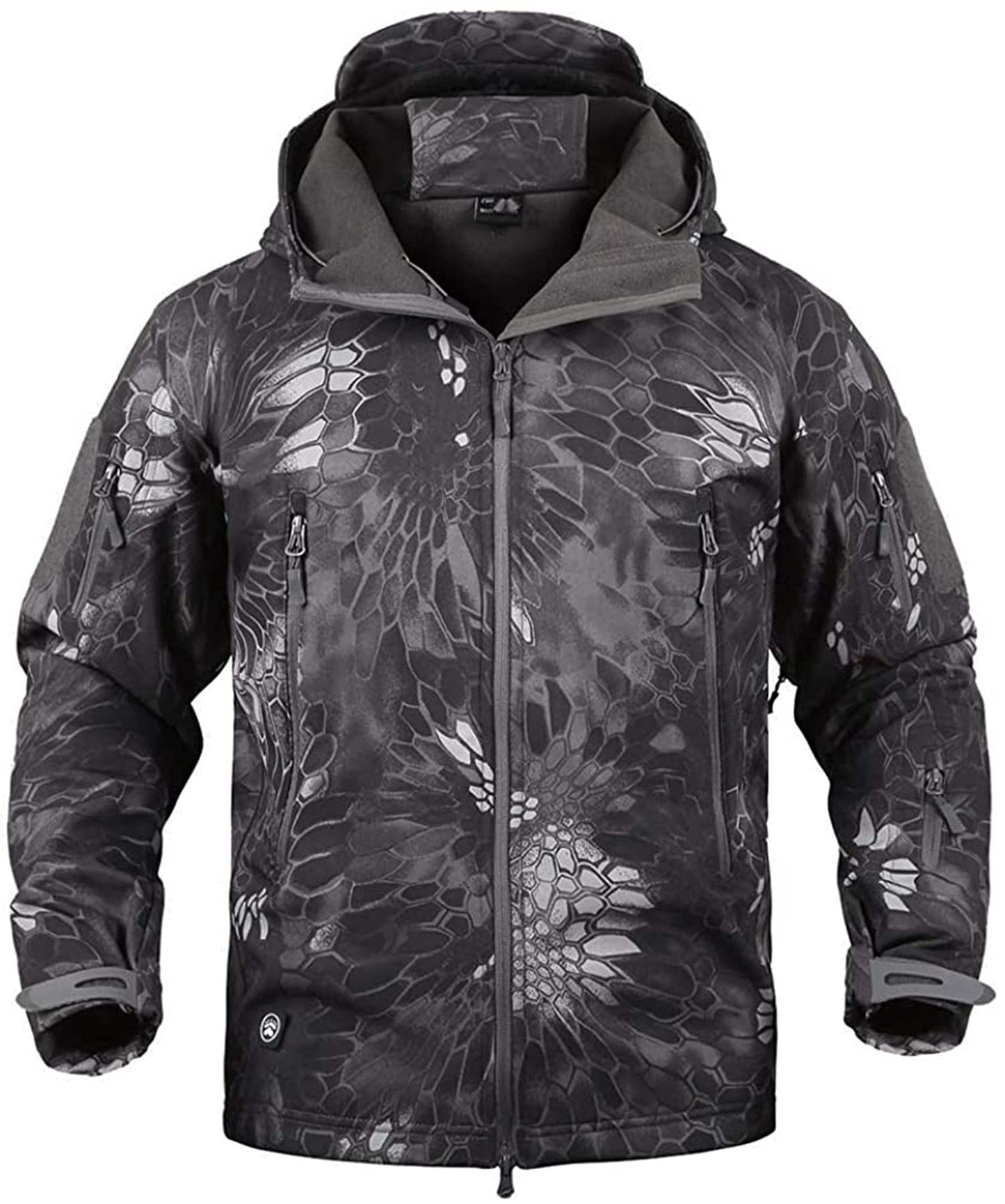 Memoryee Men's Waterproof Softshell Jackets, Warm Military Outdoor Tactical Hoodies, Camouflage Coat