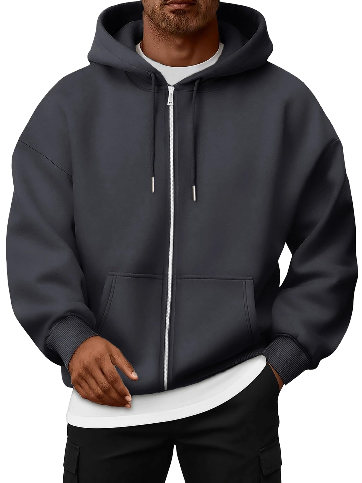 Oyamiki Hoodie Herren Langarm Kapuzenjacke Reißverschluss Sweatjacke Fleece Kapuzenpullover Lässige Kapuze Jacke Sweatshirt Pullover mit Taschen