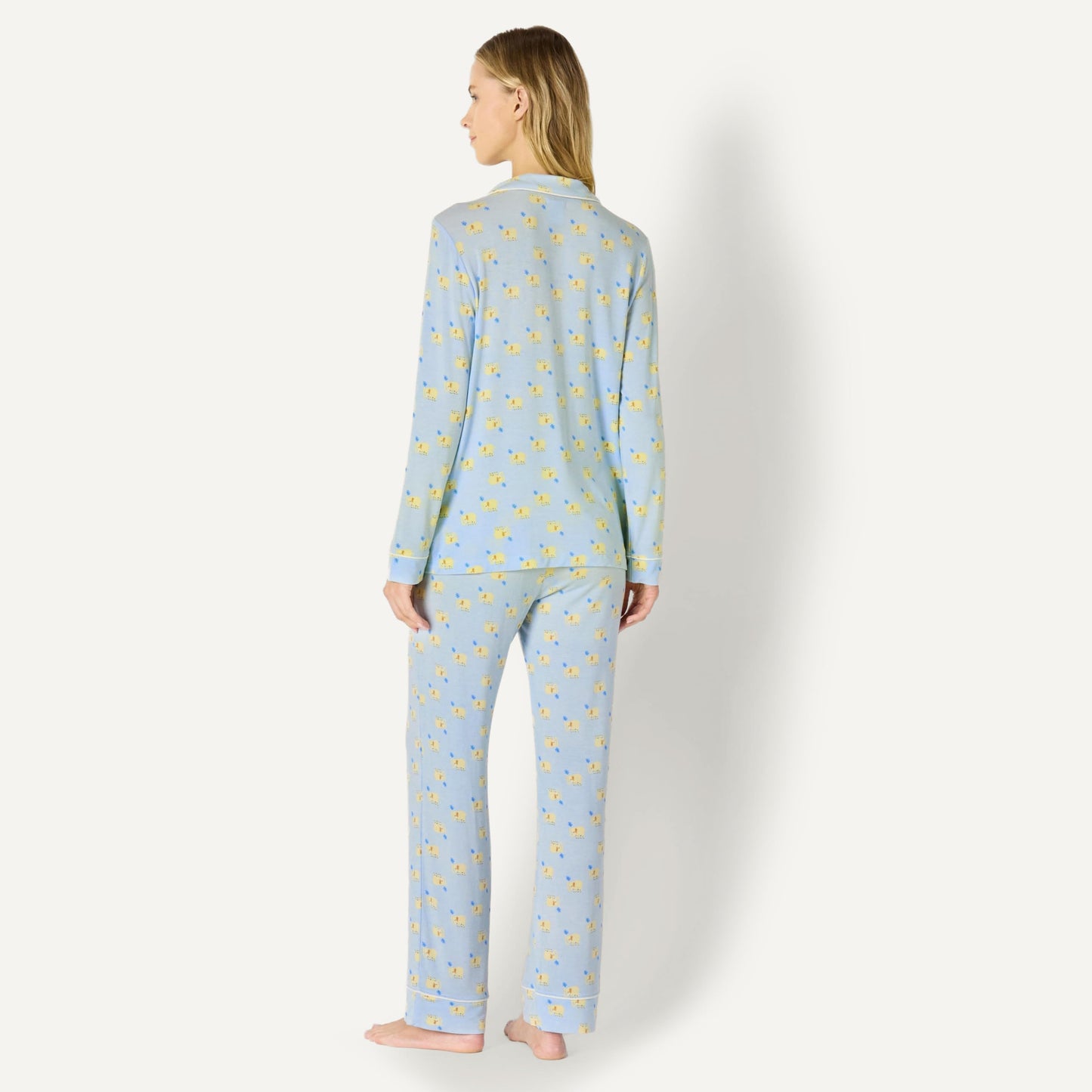 Amazon Essentials x Sofia Grainge Damen Pyjama-Set aus elastischer Modalfaser mit Langen Ärmeln und bodenlangem Unterteil