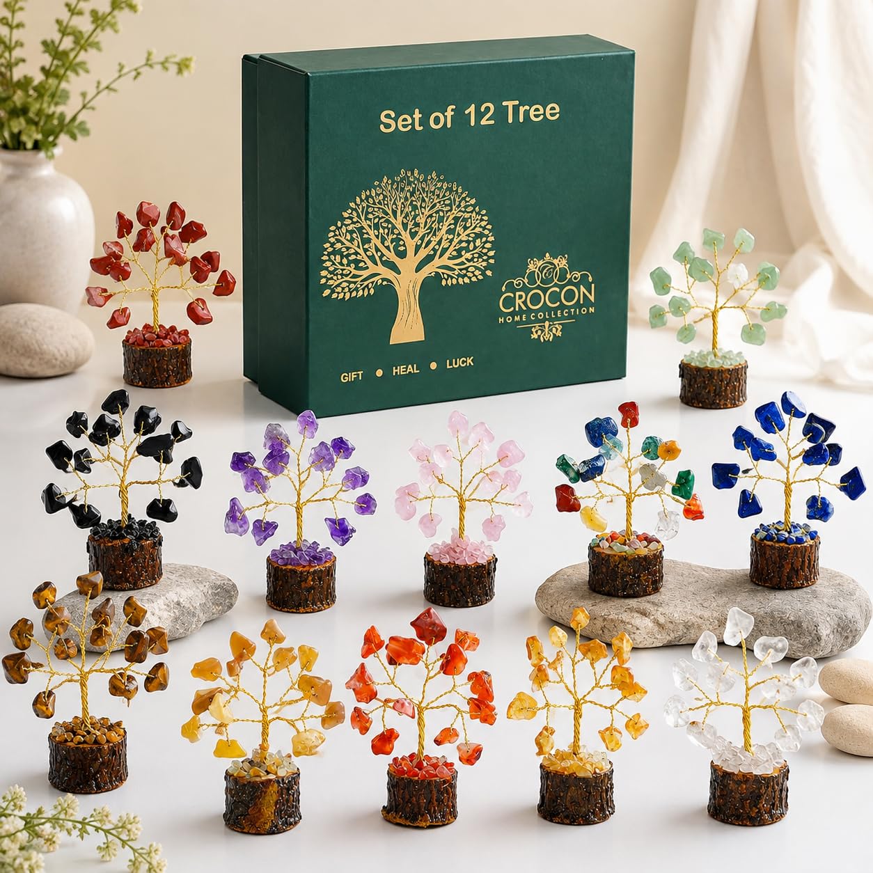 Crocon Der Originale Lebensbaum 7 Chakra Kristall Baum Geschenke für Frauen