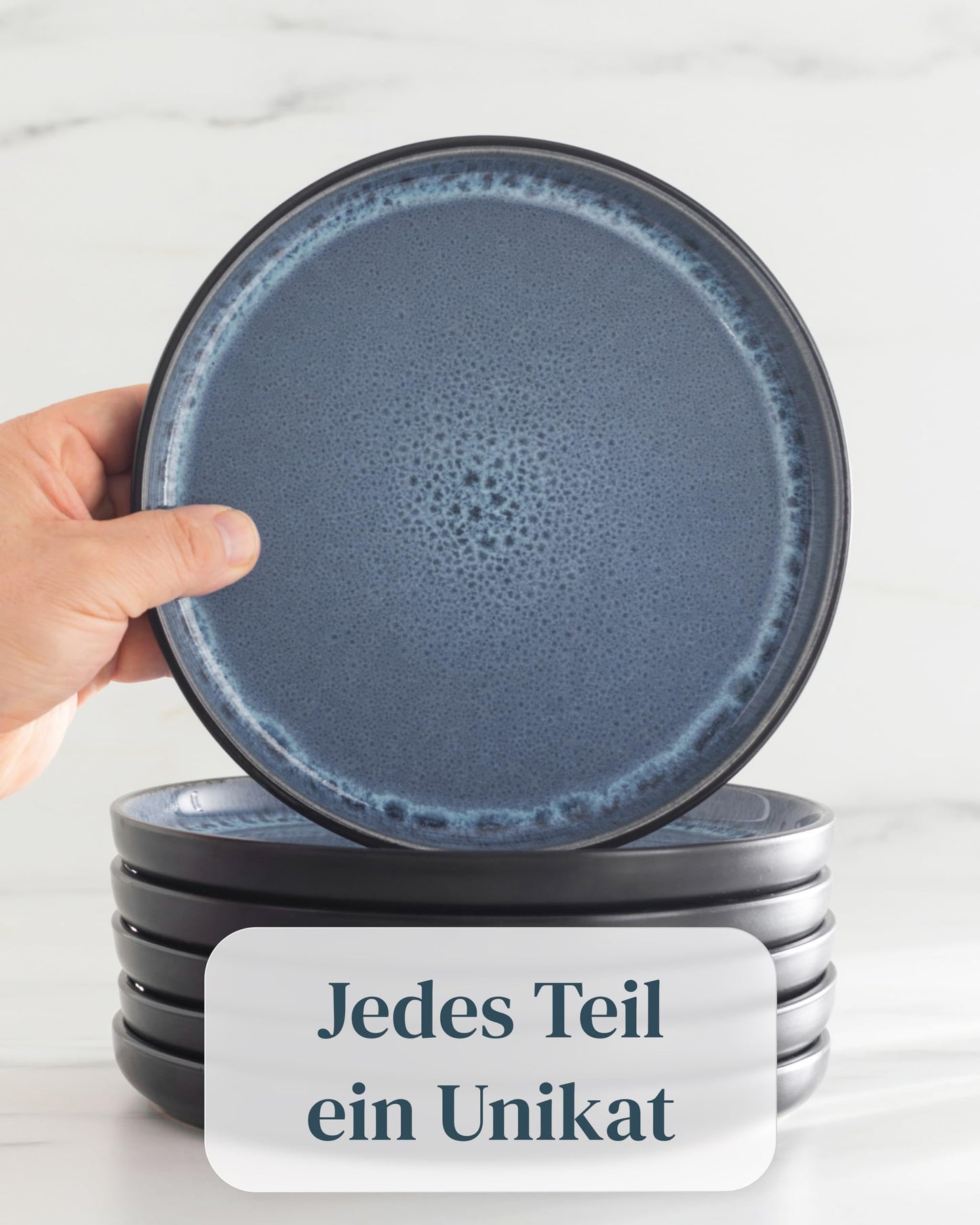 Steingut Frühstücksteller 6 Pers. Ibiza Hochwertiges Mediterranes TEST SEHR GUT Dessertteller Set - Kuchenteller spülmaschinen- und kratzfest - Kleine Teller, Salatteller Pure Living in Petrol