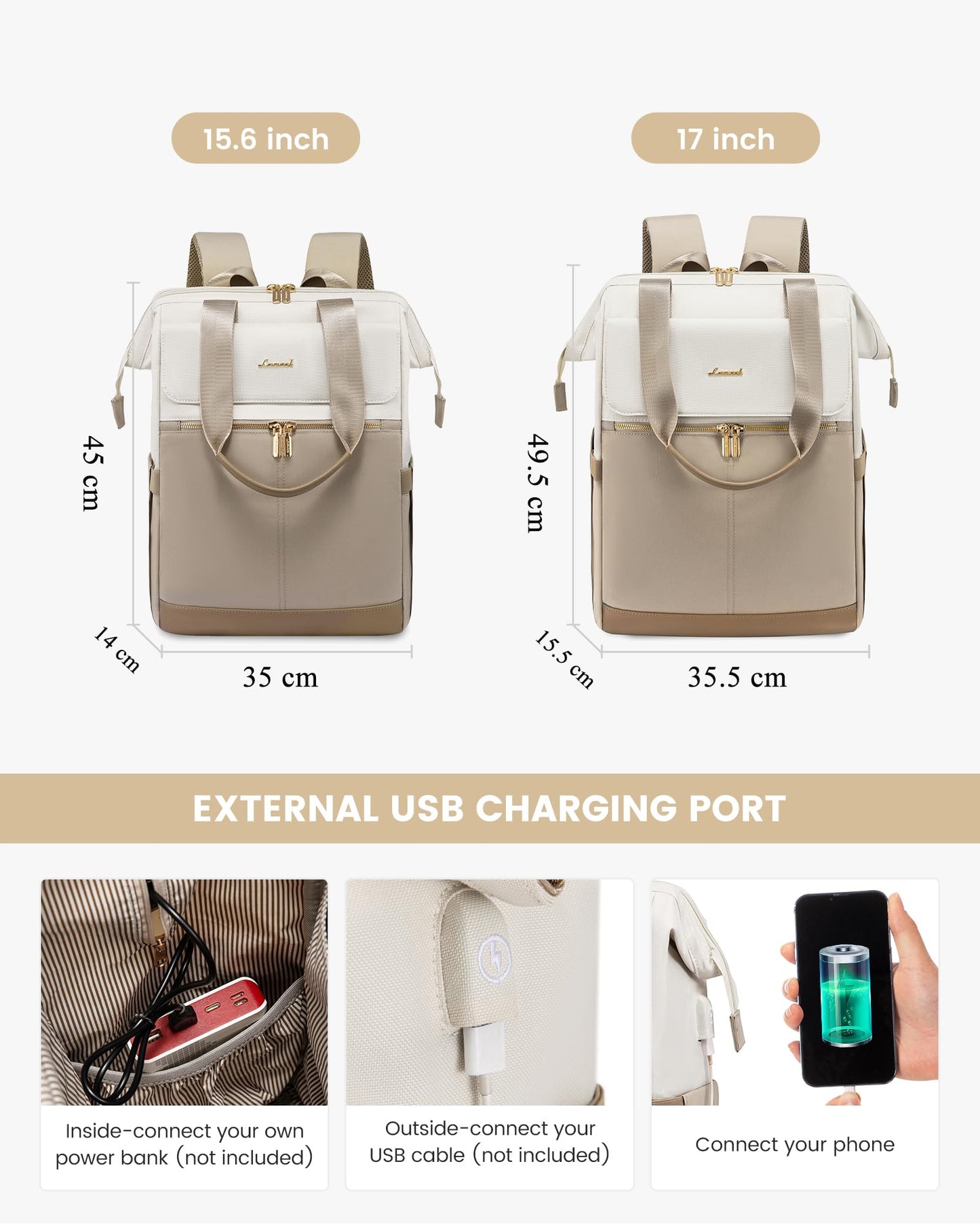 LOVEVOOK Rucksack Damen, Laptop Schulrucksack Wasserdicht, Schultasche Teenager Backpack Women Elegant Tagesrucksäcke Handtasche 2 in 1, 15,6 Zoll Arbeitstasche Lehrertasche Reiserucksack für Uni Büro