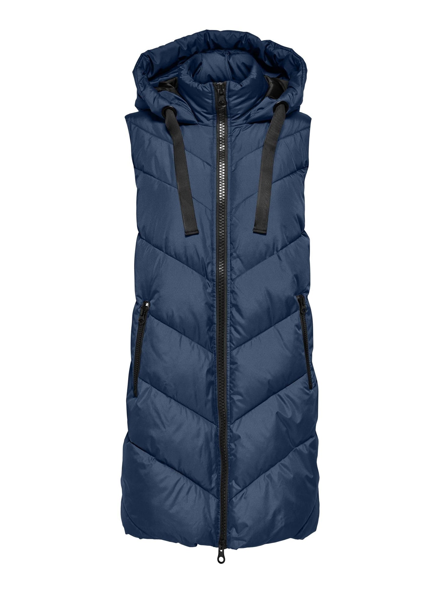 JDY JDYSkylar Women's 3/4 Length Quilted Vest Padded Hood Waistcoat with Hood