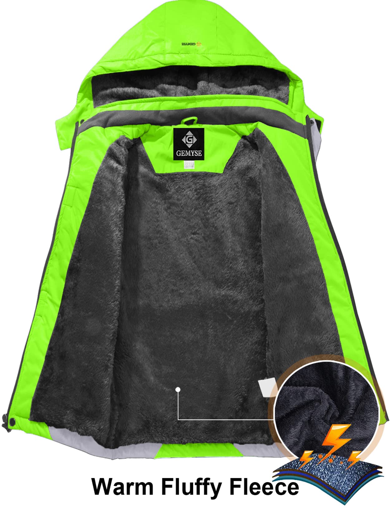 Gemyse Boys' Waterproof Ski Jacket, Windproof Fleece Jacket, Outdoor Winter Jacket, Rain Jacket with Hood