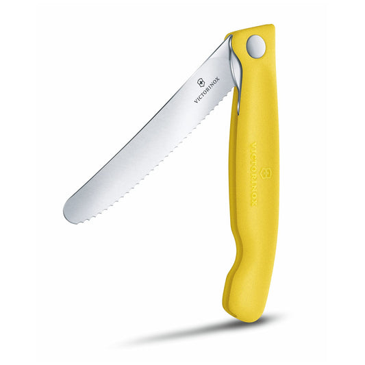 Victorinox Swiss Classic Profi Tomaten- und Tafelmesser, Extra Scharfe Klinge, Wellenschliff, 11 cm, Rostfreier Stahl, gelb