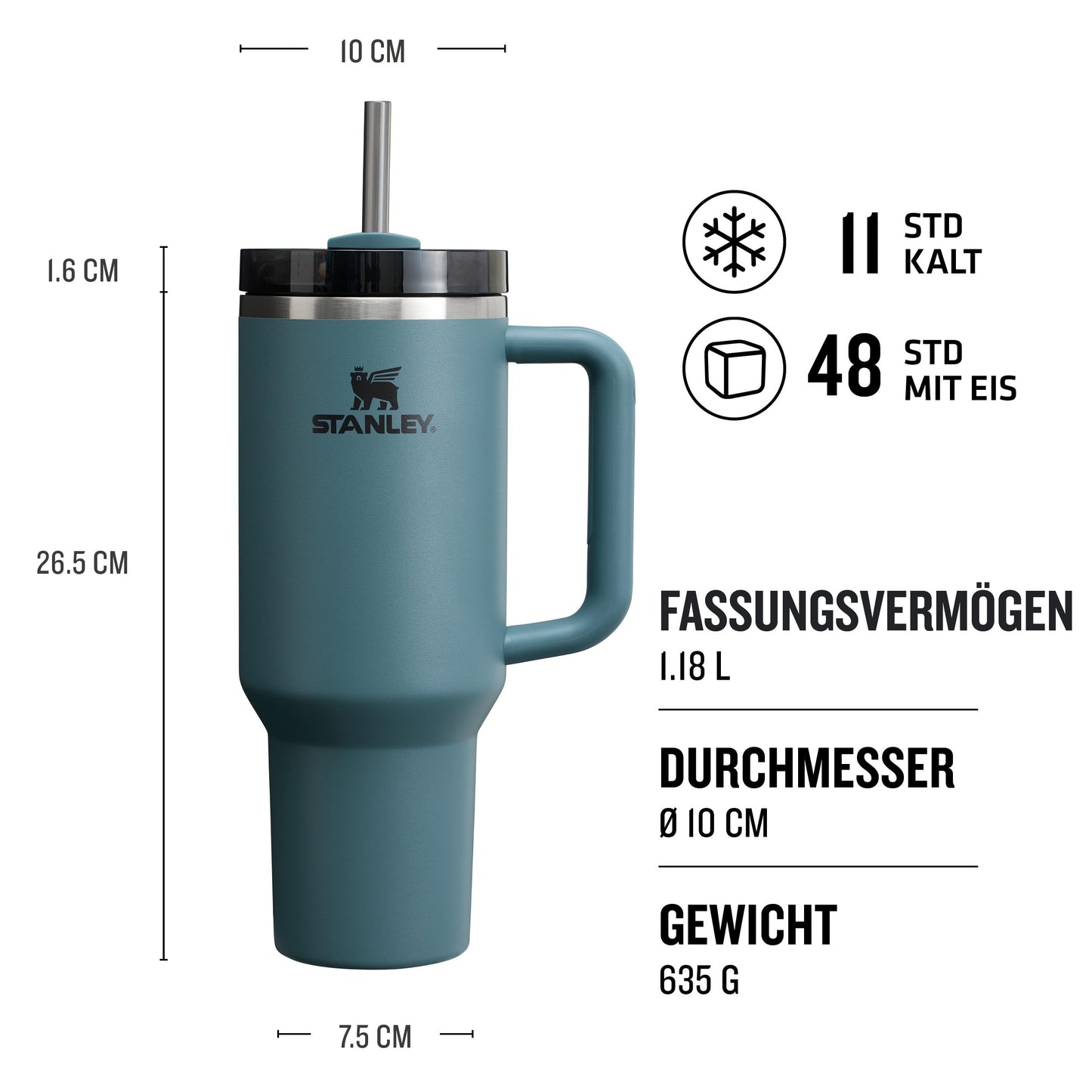 Stanley Quencher H2.0 FlowState Trinkflasche mit Strohhalm 1.18L - Thermobecher Kühlt 11 Stunden - 48 Stunden Eisgekühlt - Spülmaschinenfest - Thermosflasche BPA Frei - Kaffeebecher To Go - Cream
