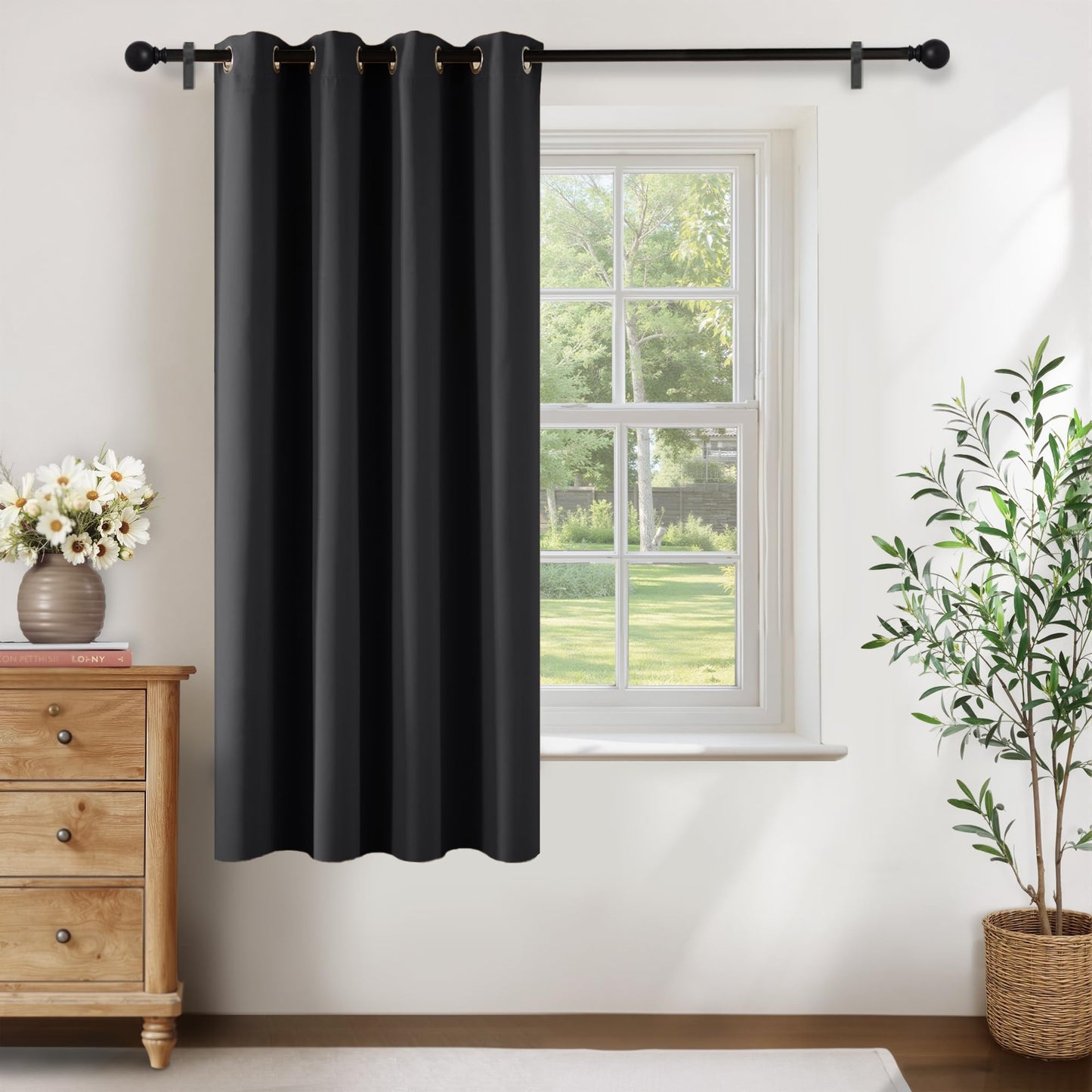 KGORGE Blackout Curtain Grey with Eyelets Door Curtain 200 cm Long - 1 Piece H 200 x W 140 cm Thermal Curtain Front Door Curtains Opaque Living Room Door Curtain Darkening Curtains Blackout