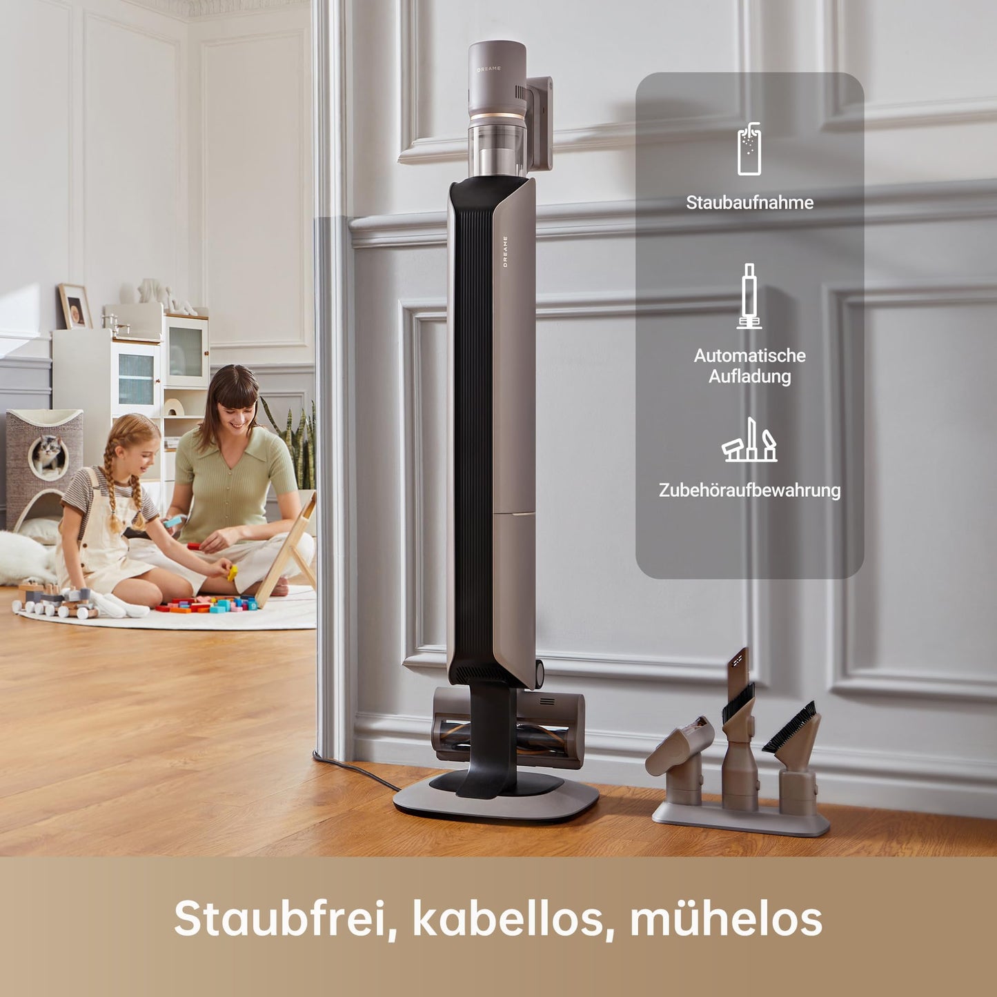 dreame R10 Pro Kabelloser Staubsauger, 150AW Starke Saugleistung, 65 Min. Laufzeit, Mehrflächenbürste, LED-Lichter, Ideal für Haus- und Autoreinigung, Leicht & Vielseitig