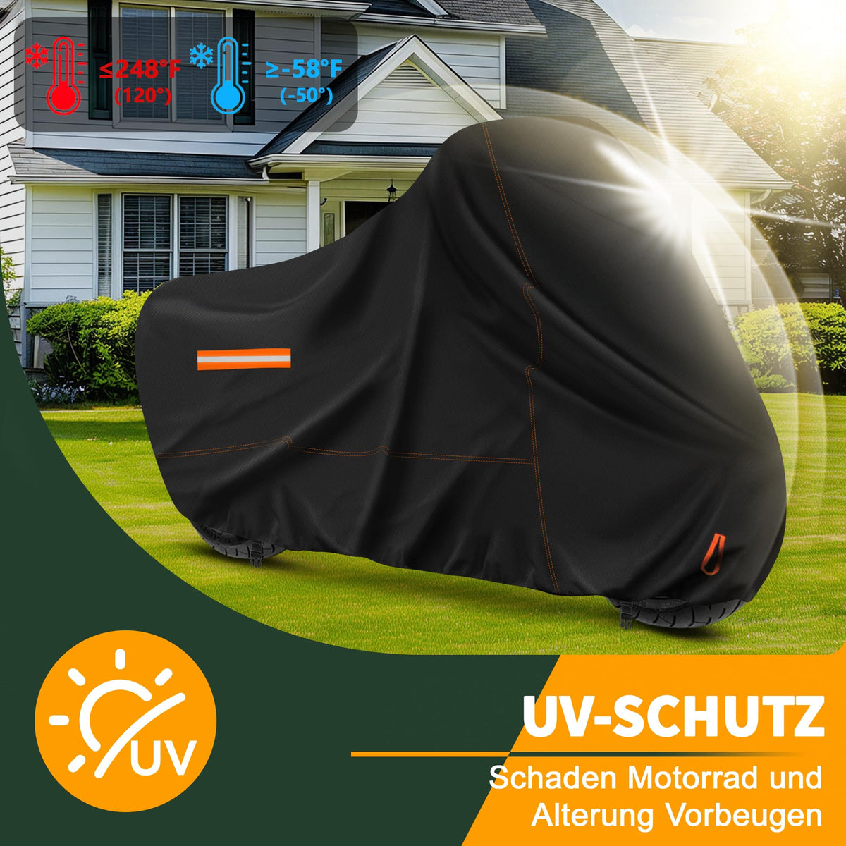 Enzeno Motorrad Abdeckplane Outdoor,245x106x125cm Motorradplane Wasserdicht
