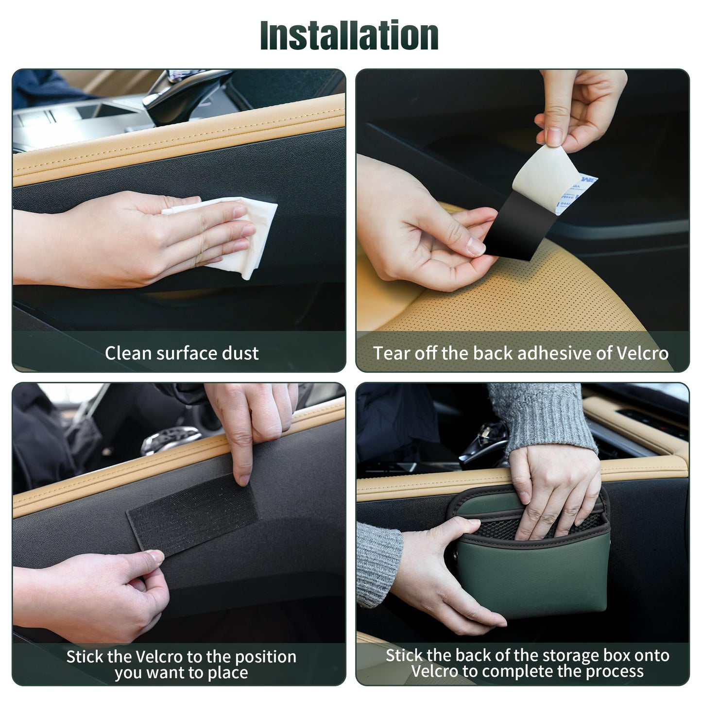 PU Leather Car Side Bag Organiser, Universal Car Bag Mobile Phone Holder for Car, Car Seat Gap Filler Storage Accessories Organiser for Car Door, Console (Black)