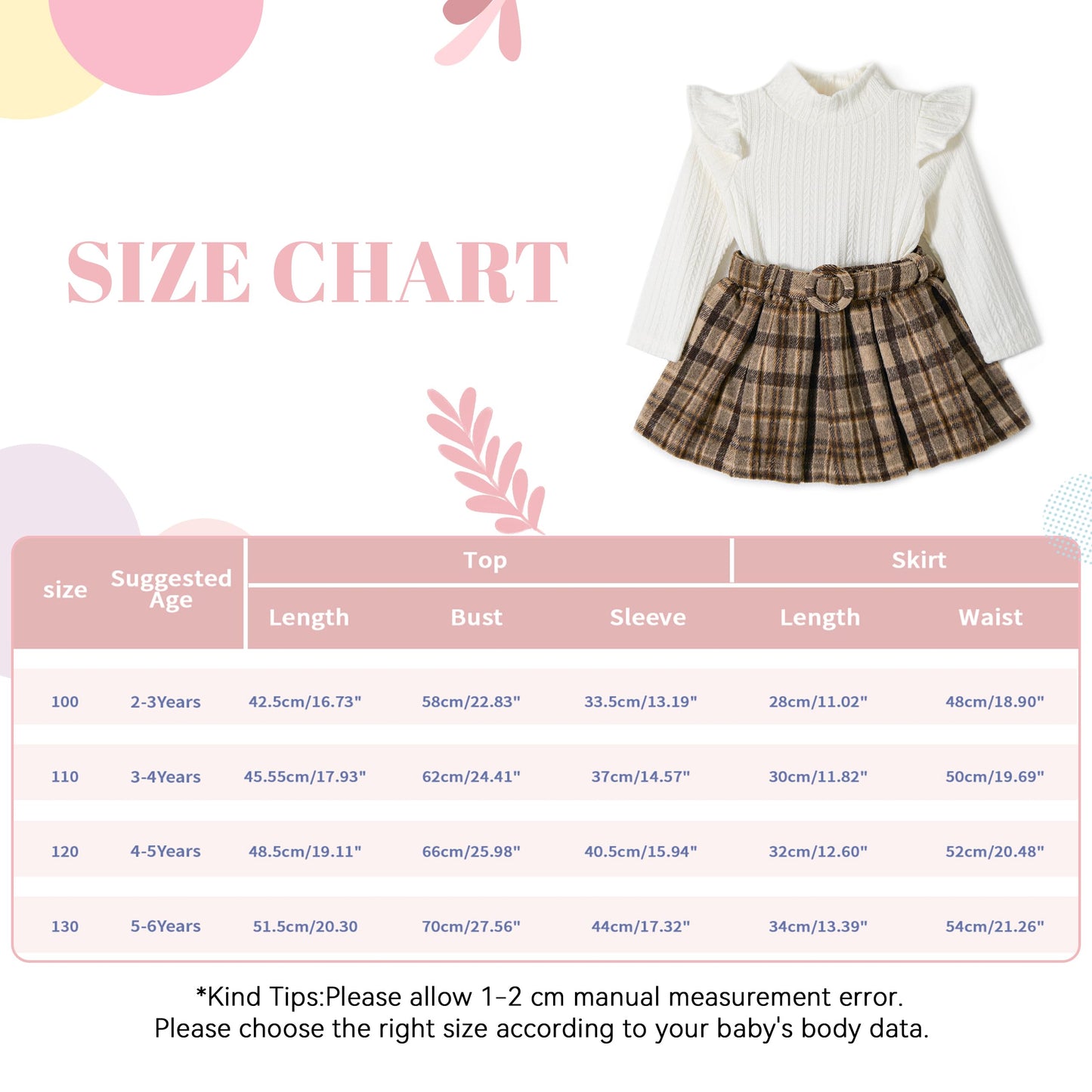 Miipat Toddler Girls Clothing Set Girls Outfits Set Long Sleeve Pullover Tops with Mini Skirt Sets Spring Autumn Baby Clothing Sets Girls Dresses
