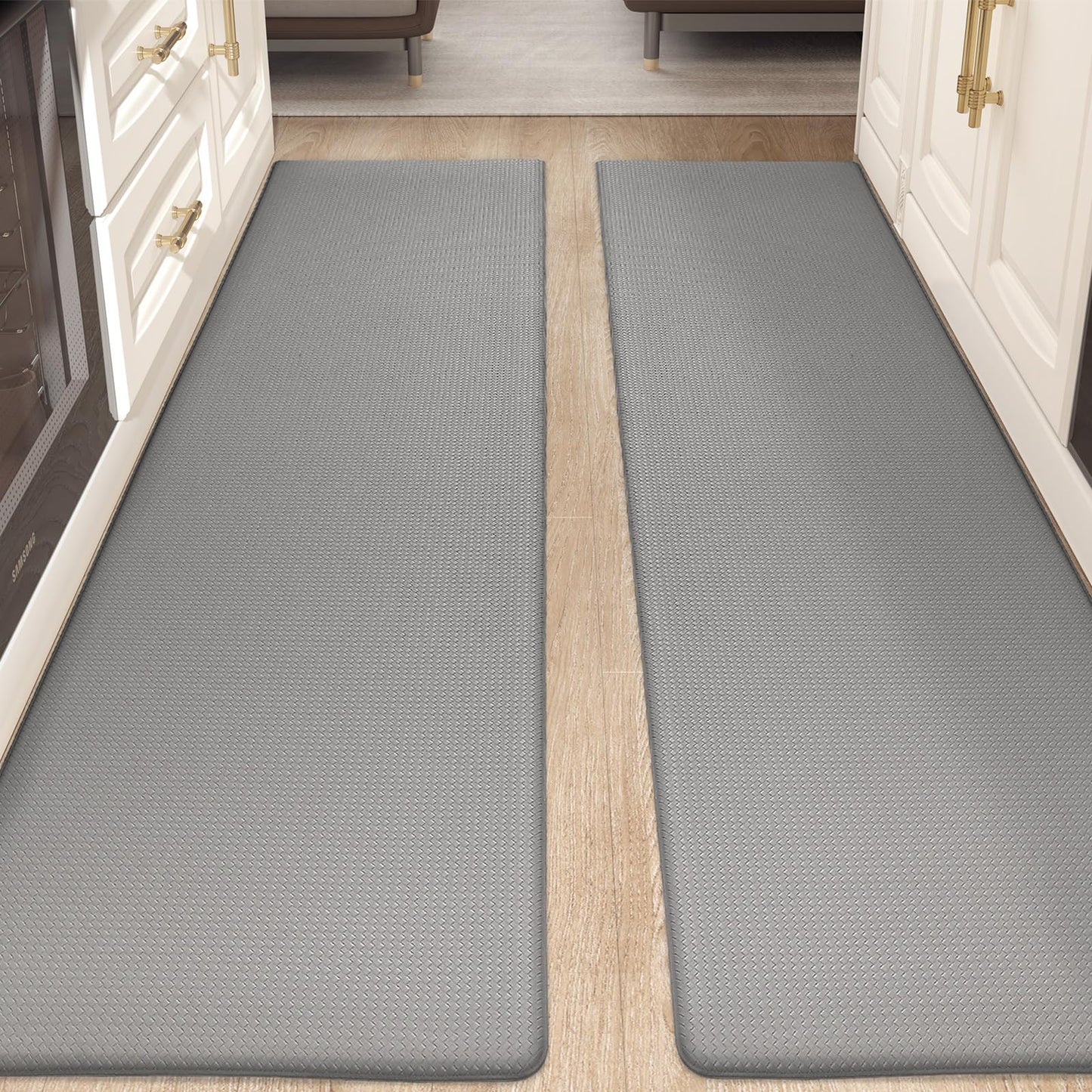 Color G Küchenläufer 2 Stück, küchenteppich waschbar rutschfest, Teppich küche mit Ölfest und Wasserdicht, Gummirücken Küchenmatte für Esszimmer, Küche, läufer Flur(44x150CM + 44x150CM, Schwarz)