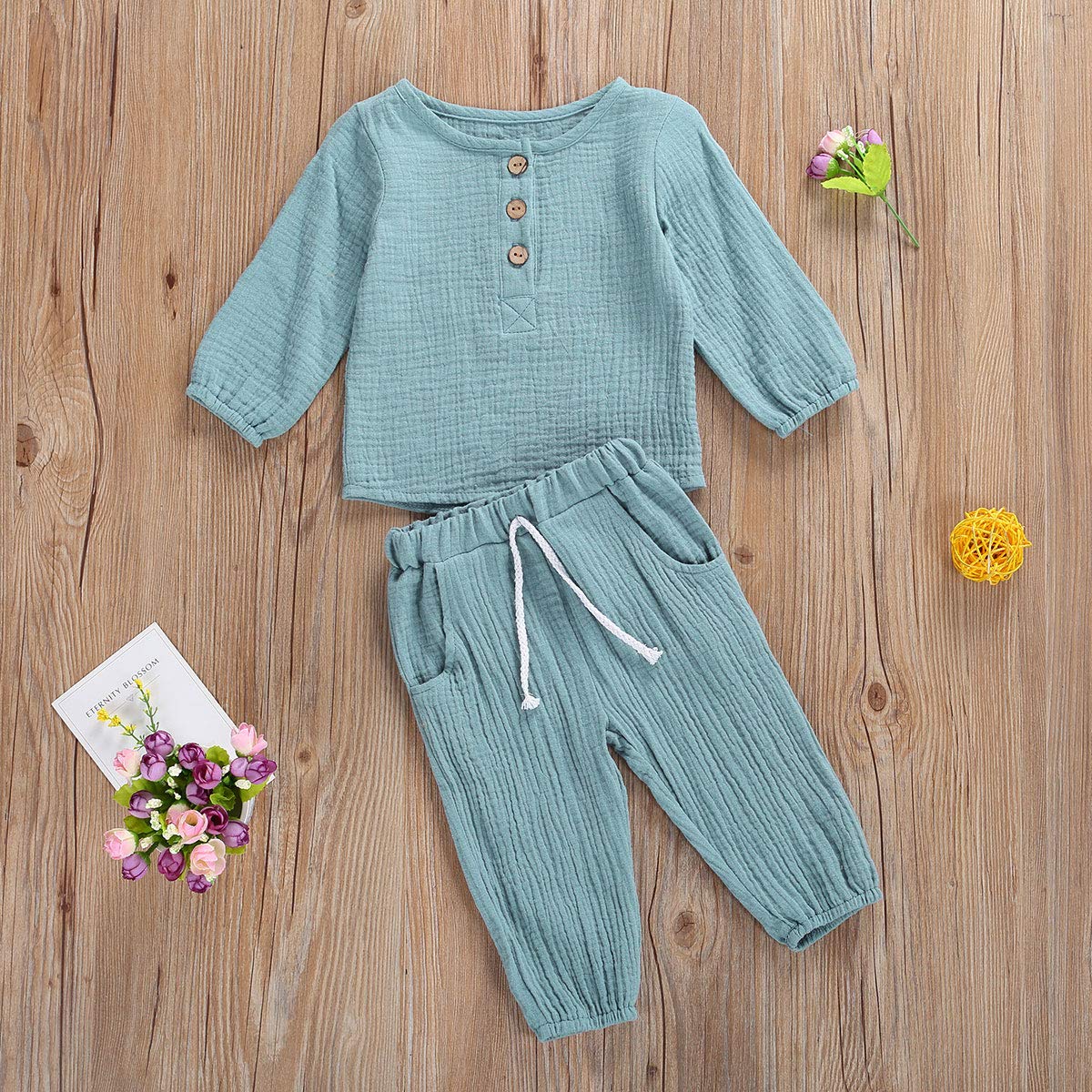 Geagodelia Babykleidung Set Baby Jungen Mädchen Kleidung Outfit T-Shirt Top + Hose Shorts Neugeborene Weiche Einfarbige Babyset T-47740