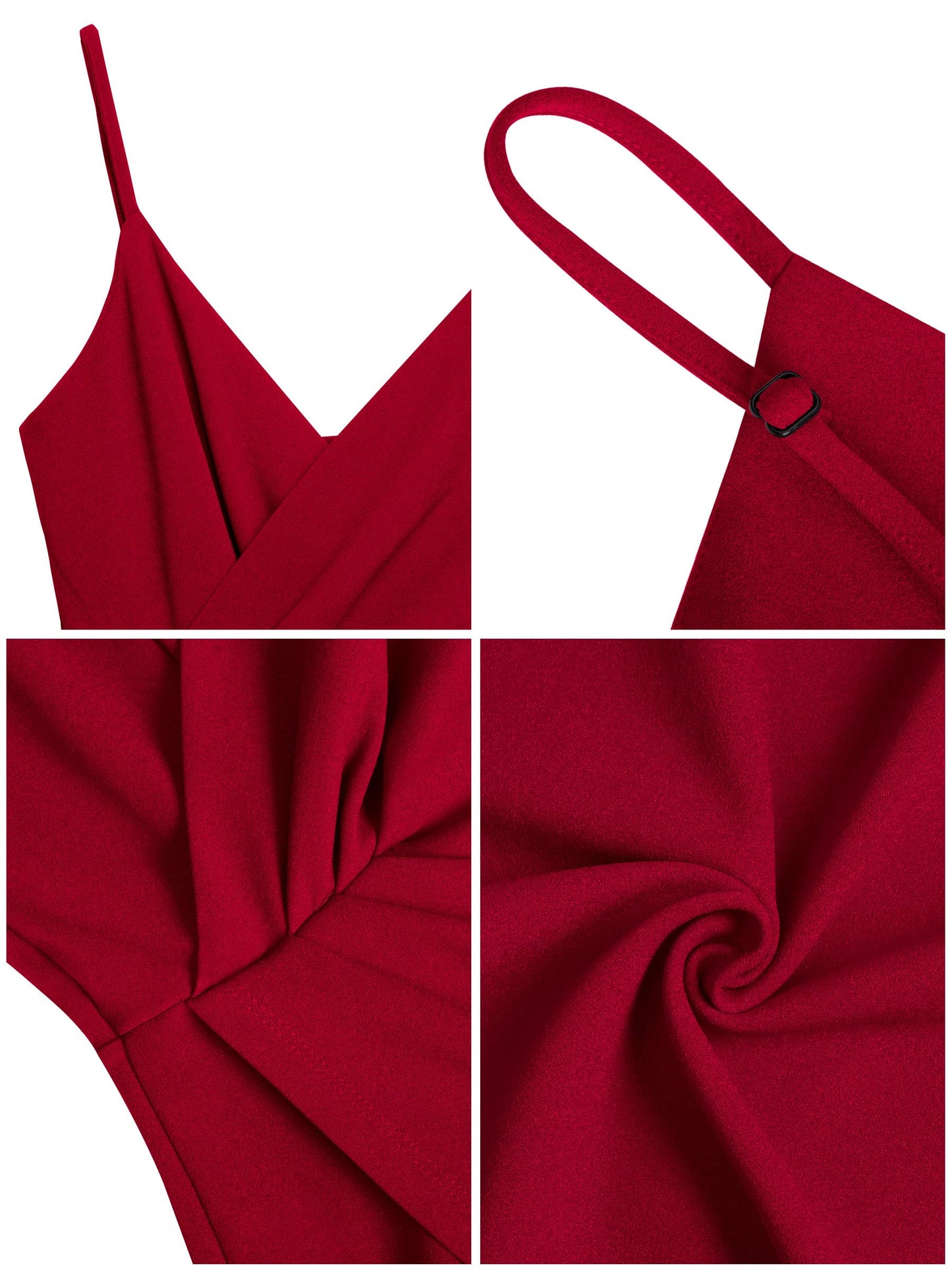 Missufe Damen Cocktailkleid Partykleid Wickelkleid Sommerkleid Midikleid Festliche Elegant Bodycon Hochzeit Ärmellos Spaghettiträger Abendkleider