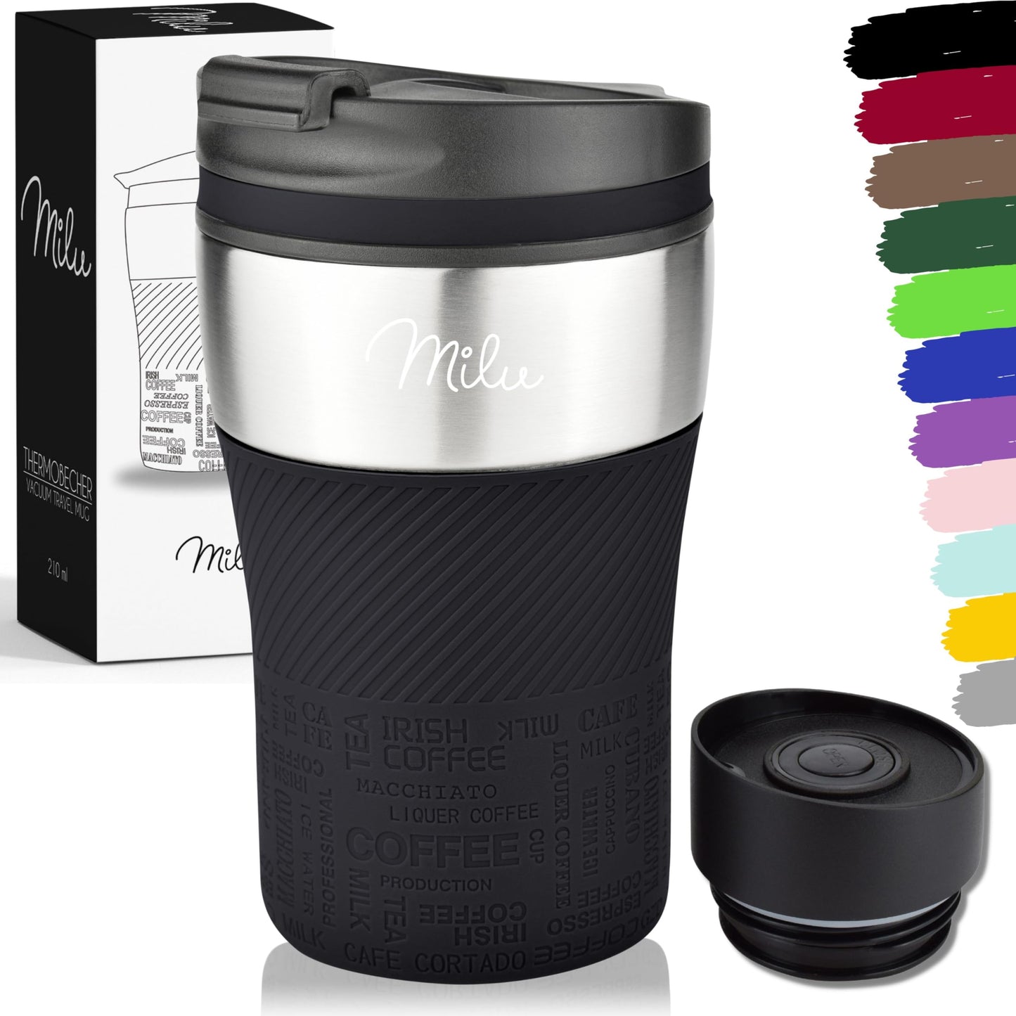 Milu Thermobecher Isolierbecher Kaffeebecher to go - 210ml 100% Auslaufsicher - Trinkbecher aus Edelstahl - Autobecher doppelwand Isolierung - Thermo Becher - Travel Mug (Rot)