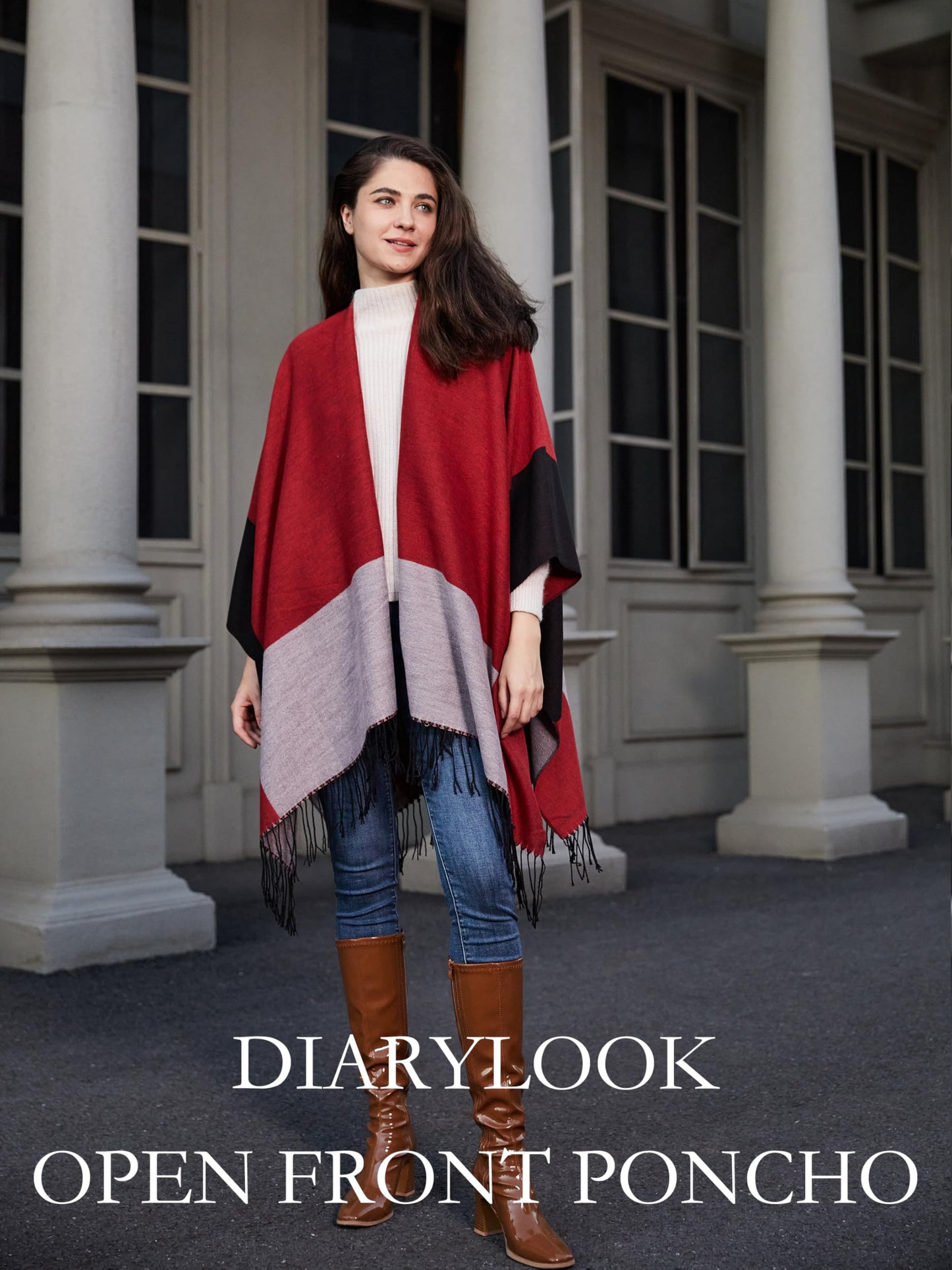 DiaryLook Damen Poncho Schal Winter Cardigan Übergroße Cape Elegant Poncho Für Frauen Umhang Damen Warm Geschenk Für Mutter