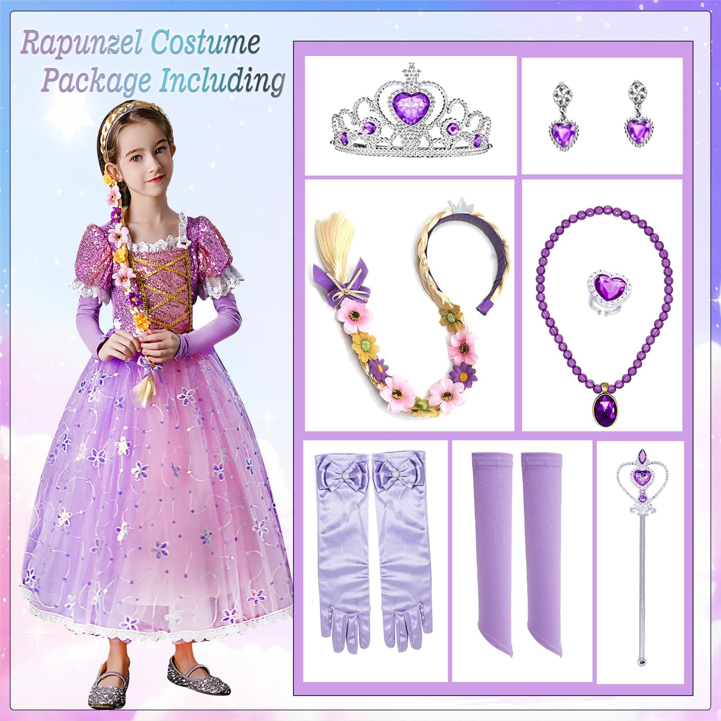 Prinzessin Kostüm Mädchen Prinzessin Prinzessin Kleid Mädchen mit Zubehör Geburtstag Party Weihnachten Halloween Karneval Cosplay Kleider