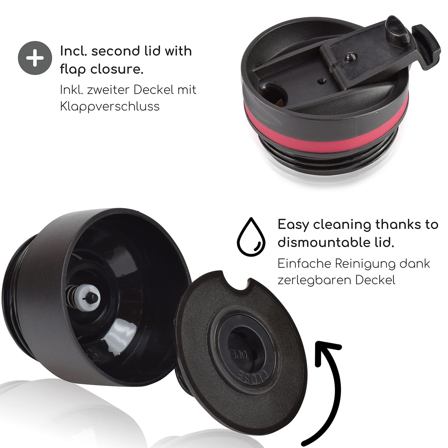 Milu Thermobecher Isolierbecher Kaffeebecher to go - 210ml 100% Auslaufsicher - Trinkbecher aus Edelstahl - Autobecher doppelwand Isolierung - Thermo Becher - Travel Mug (Rot)