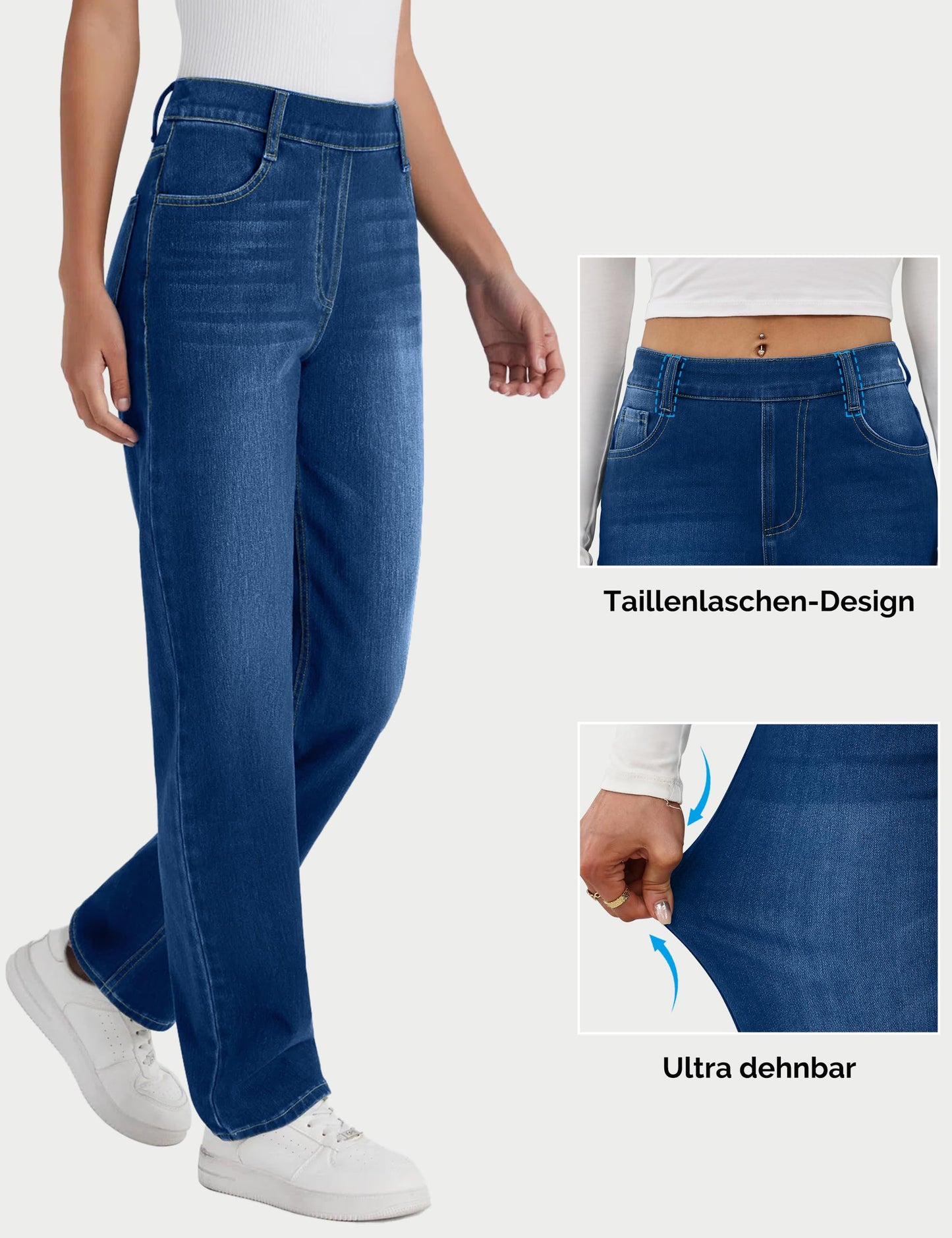 Desol Stretch Straight Leg Women's Jeans High Waist Straight Cut Slim Fit Leggings Jeans Casual No Zip