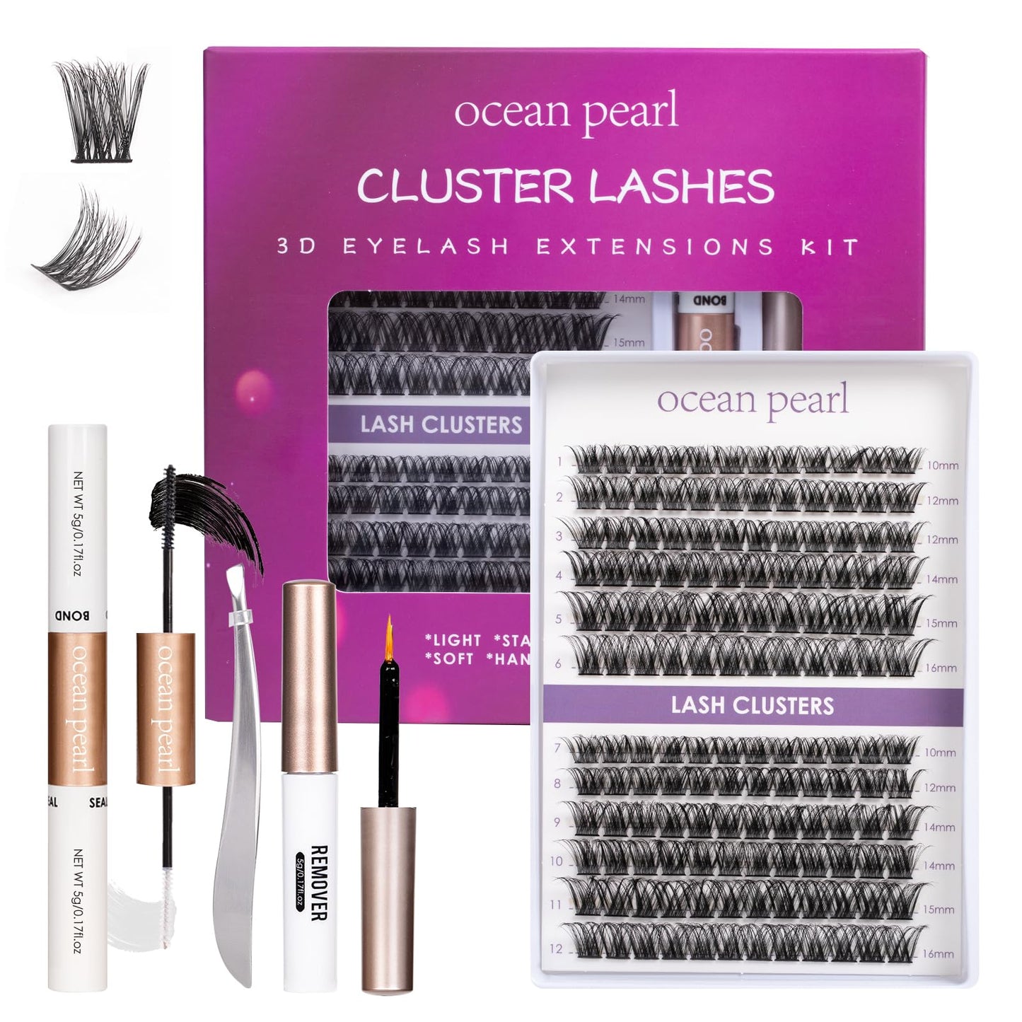 Wimpern Extensions 120 Büschel DIY Lash Extension Set Einzelne Wimpern mit Wimpernkleber und Pinzette für Anfänger Wimpernverlängerung zu Hause Individual Lashes 10-16mm C/D Curl - OP01