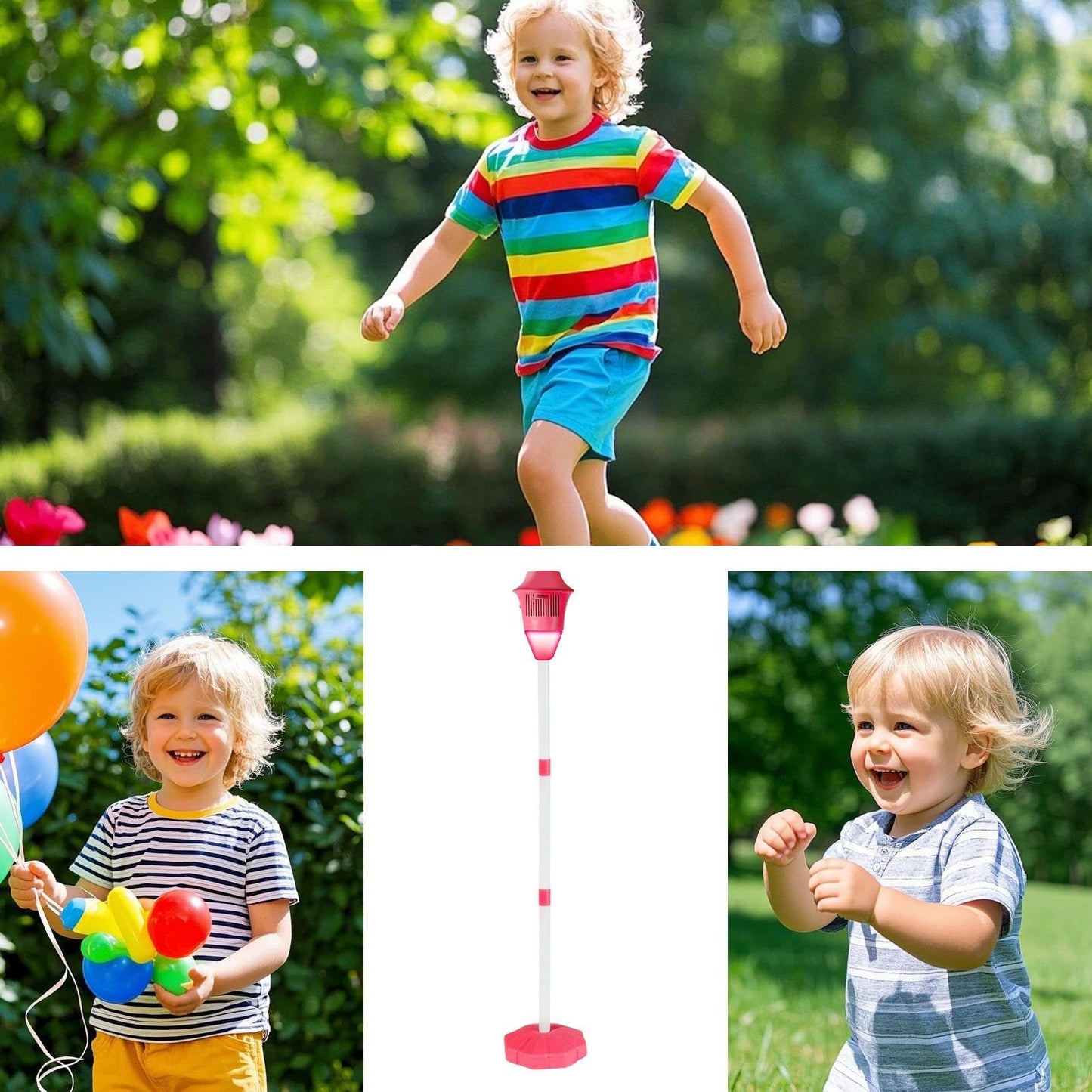 Bubble Maker Ständer, Automatischer Bubble Maker Standing Machine, Bubbles Torch Gartenlampe, Blasenbrennergartenlampe Für Freunde, Familie, Blau/rot, 118cm