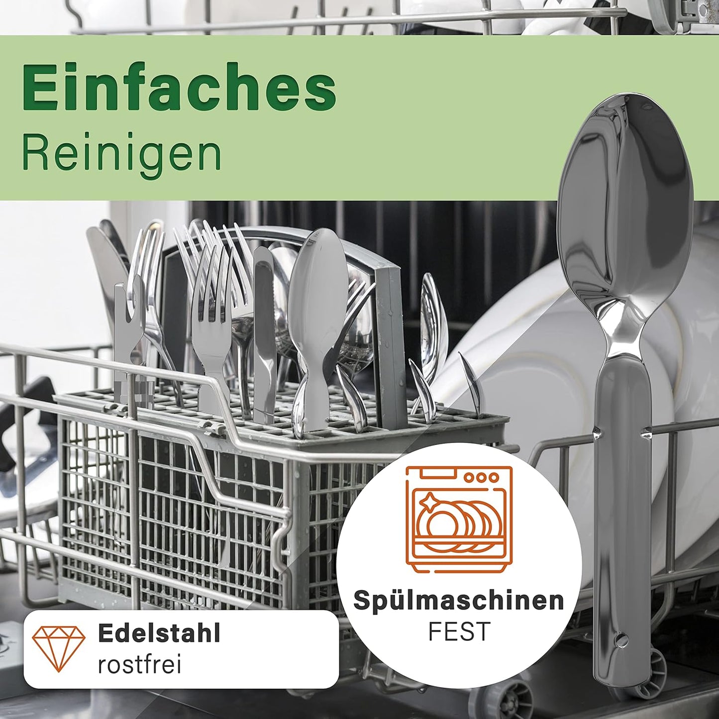 Klassisches Bundeswehr Edelstahl Besteck 4-Teilig Campingbesteck als Essbesteck Set zum Camping Besteckset Outdoor Besteck