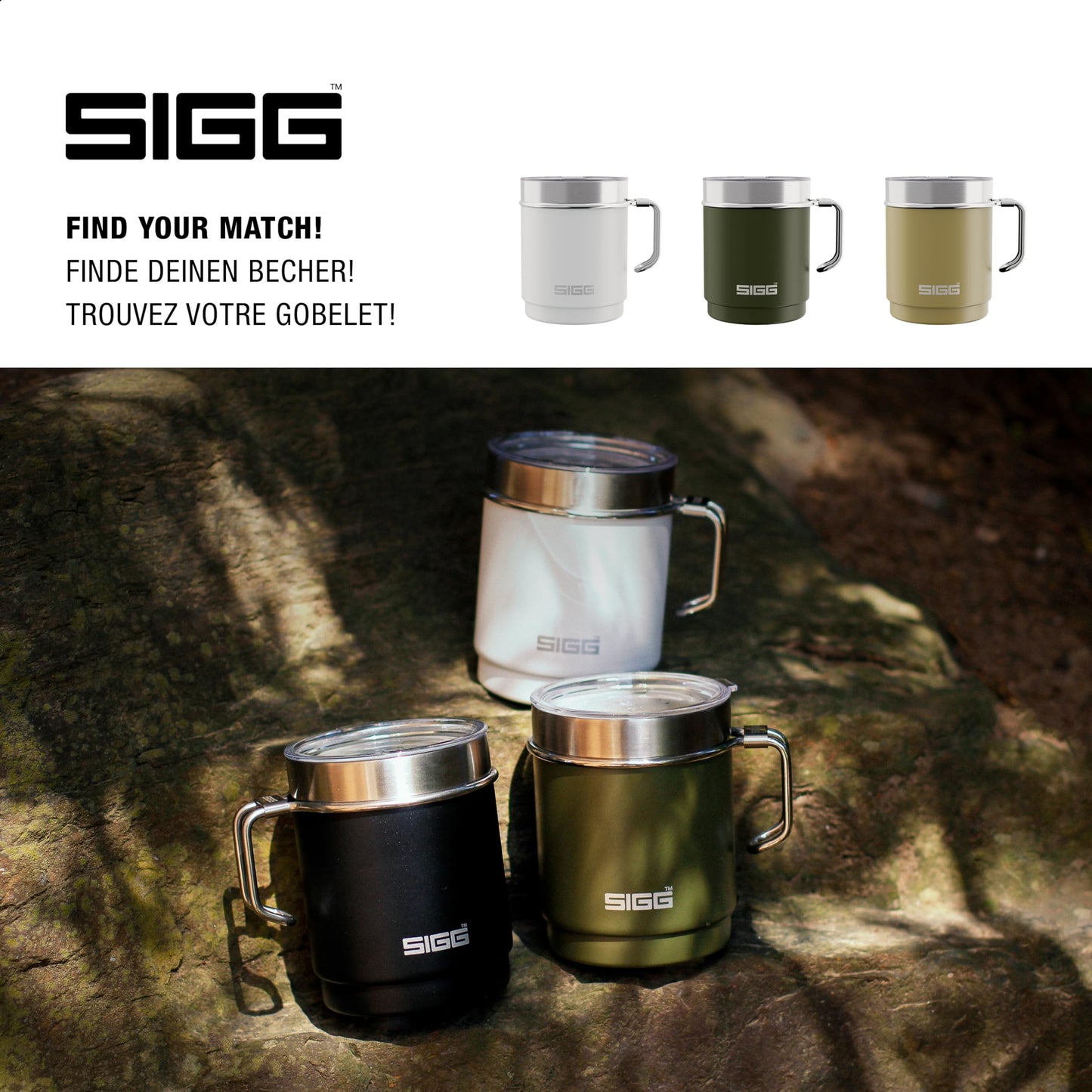 SIGG - Camp Thermobecher - Travel Mug Night Black - Mit Tritan-Deckel - Spülmaschinenfest - Mit Henkel - BPA-frei - Isolierbecher doppelwandig - Weiss - 0,3L, 6053.80