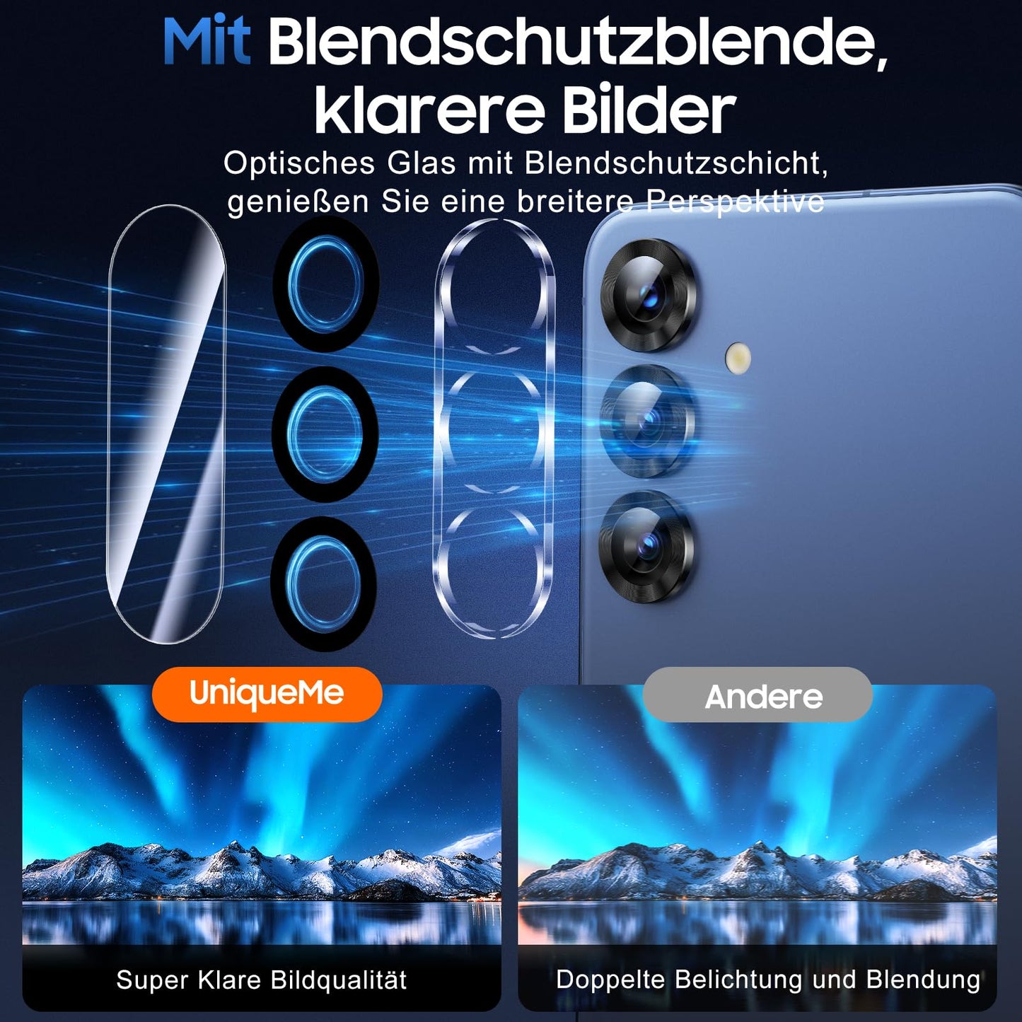 UniqueMe For Samsung Galaxy S25 Ultra Camera Protection - [Scratch-Resistant, Stable] Ultra Clear 9H Hardness Camera Protection for Samsung S25 Ultra Camera Protection [Pack of 3] - HD Transparent