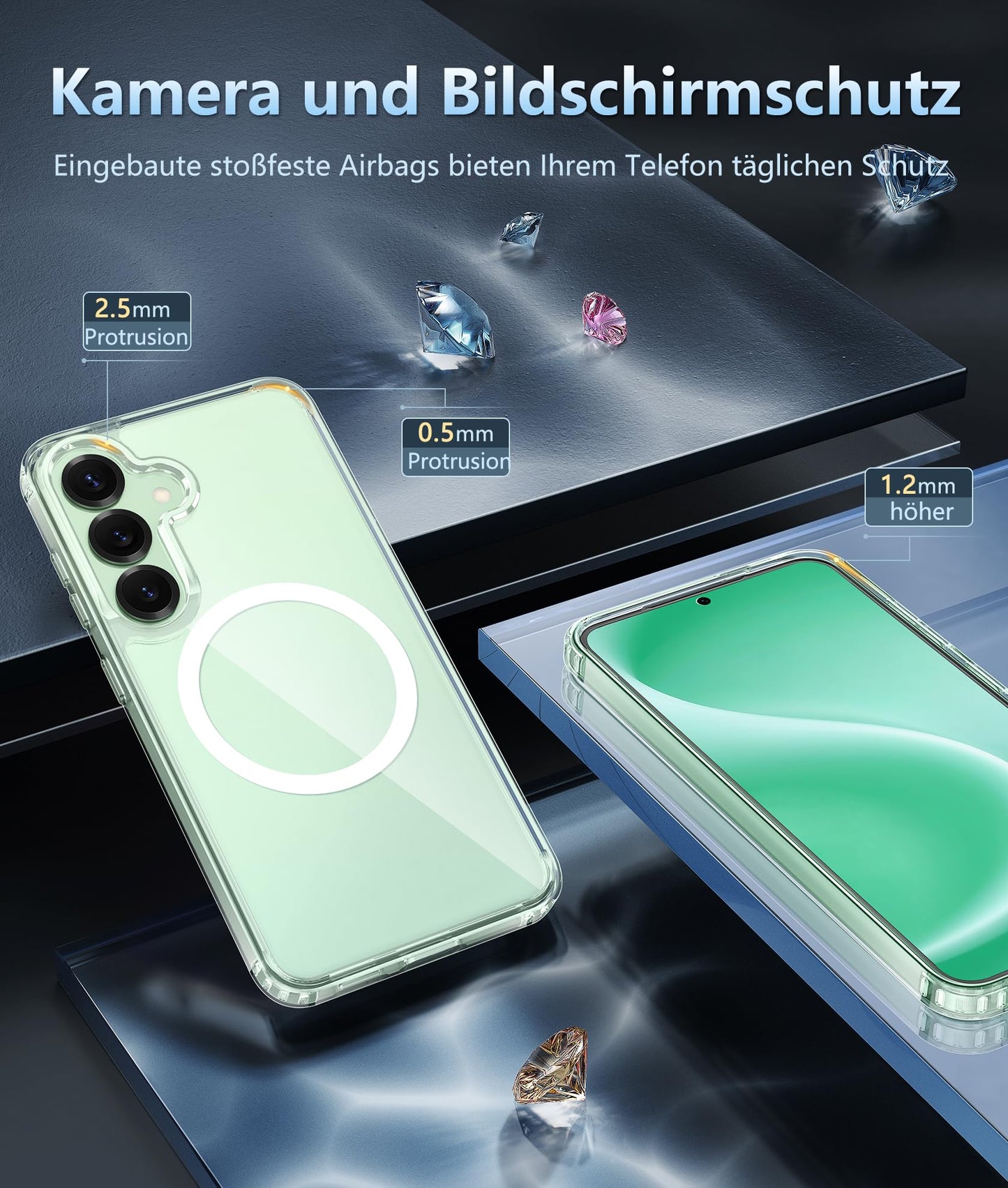 FNTCASE Case for Samsung Galaxy S25 Ultra 6.9 Inches, Military Drop Protection, Anti-Yellowing, Robust, Durable, Shockproof, Protective, Transparent, Clear