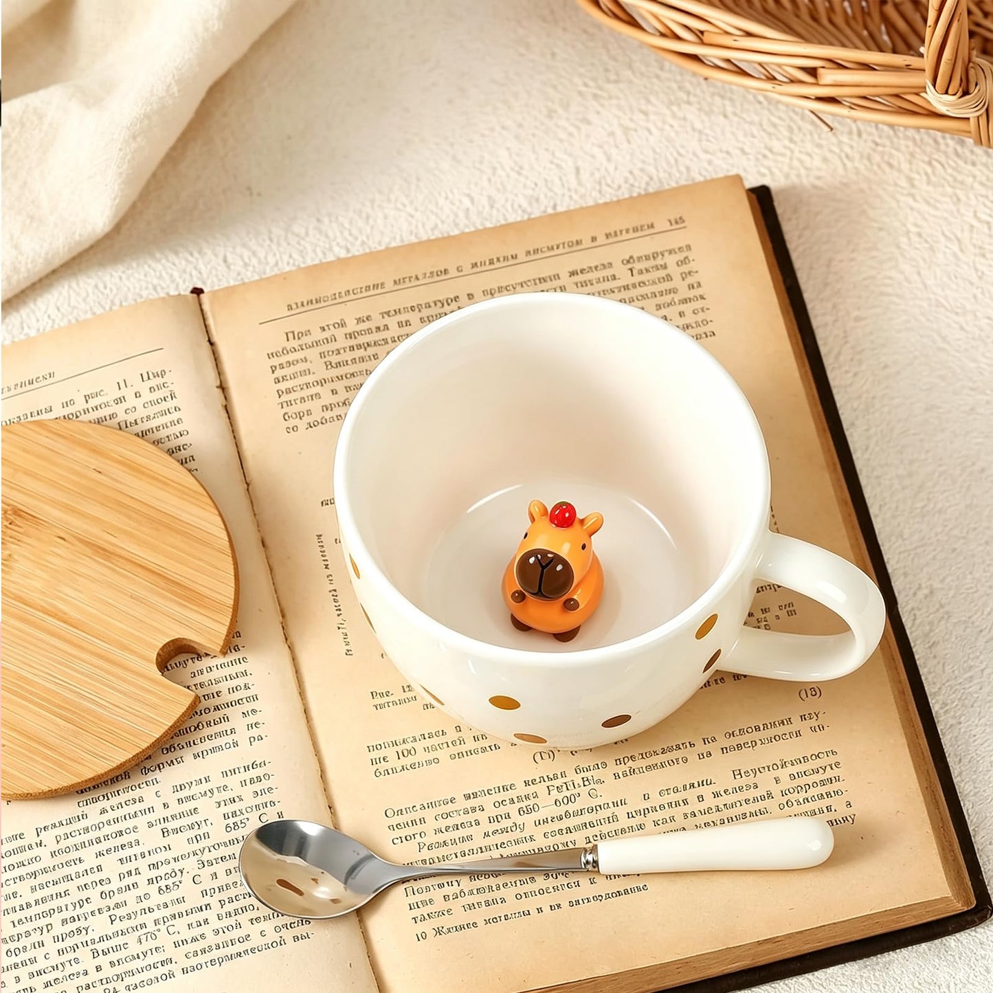 BigNoseDeer Süße Sachen Keramik Katze Kaffeetasse Teetasse Deckel Löffel Lustige Tassen Geschenke für Frauen Kaffeebecher 3D Tasse Personalisiert Cappuccino Tasse Beste Freundin Weihnachten Geschenk