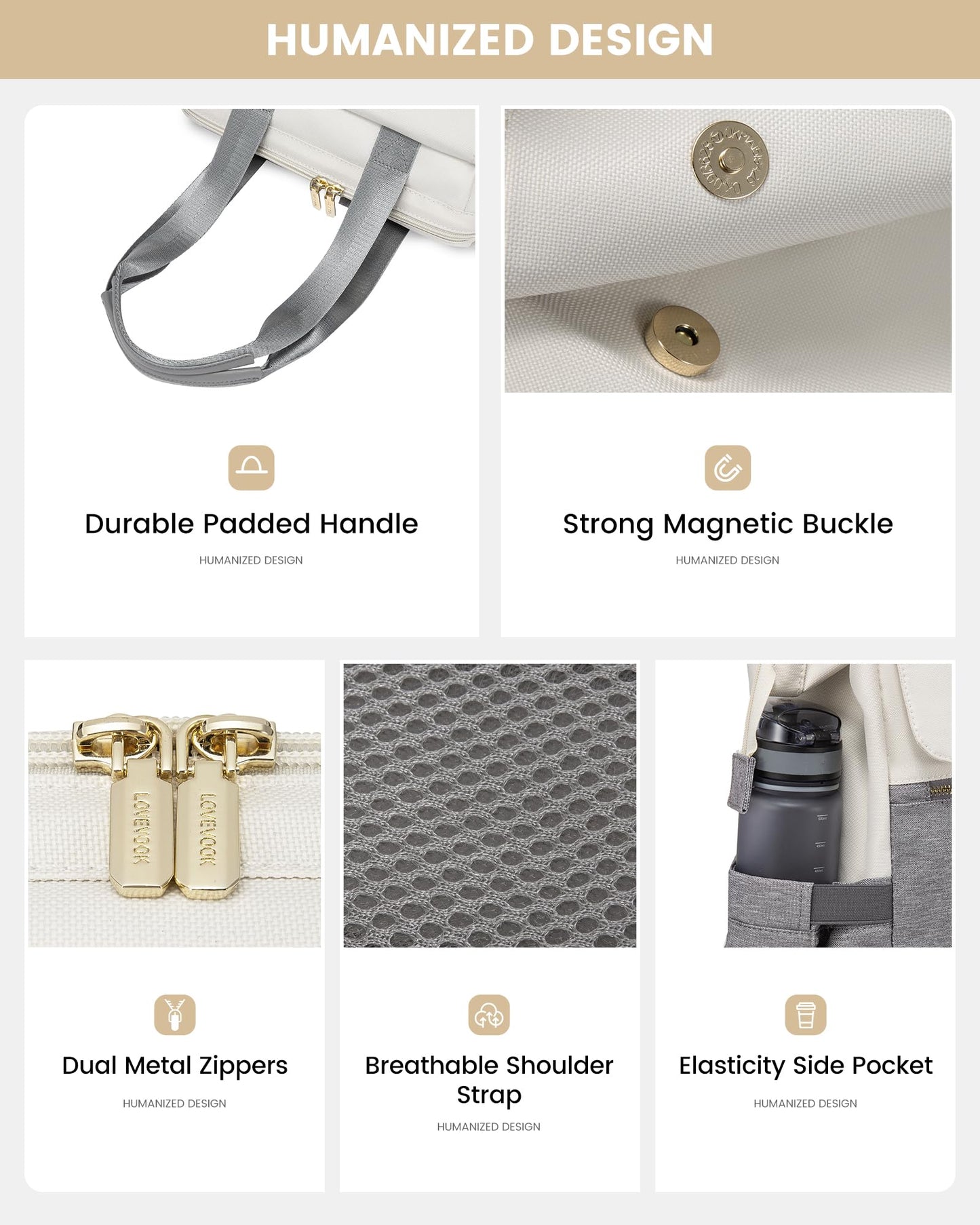 LOVEVOOK Rucksack Damen, Laptop Schulrucksack Wasserdicht, Schultasche Teenager Backpack Women Elegant Tagesrucksäcke Handtasche 2 in 1, 15,6 Zoll Arbeitstasche Lehrertasche Reiserucksack für Uni Büro