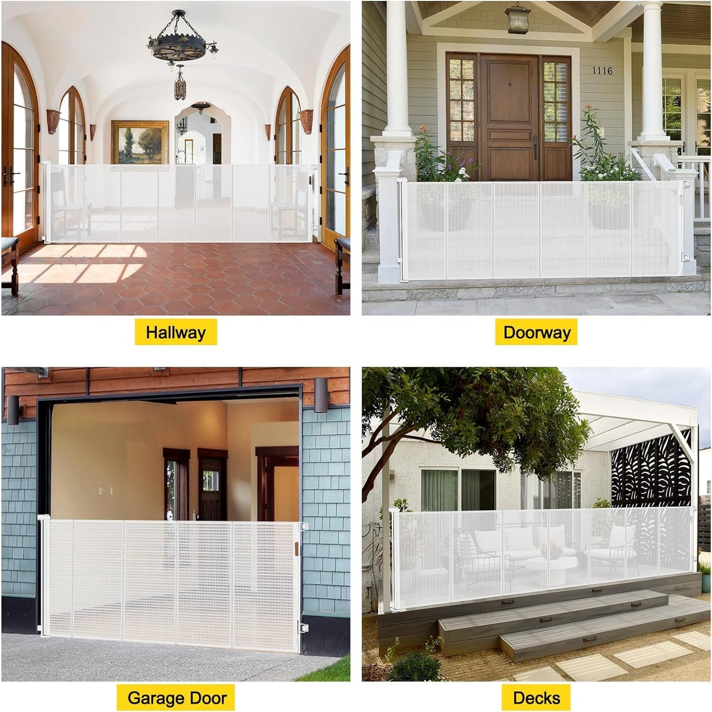 Retractable Stair Safety Gate for Babies, 0-150 cm Wide, Baby Barrier, Cat and Dog Barrier, One-Handed Operation, Suitable for Indoor & Outdoor Use (150 cm, Black)