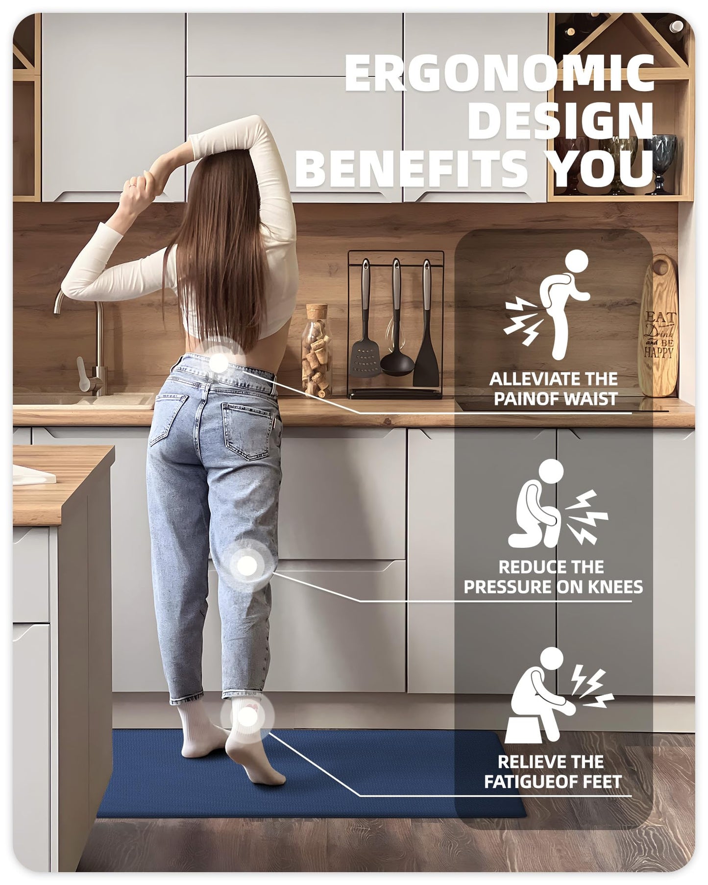 Color G Küchenläufer 2 Stück, küchenteppich waschbar rutschfest, Teppich küche mit Ölfest und Wasserdicht, Gummirücken Küchenmatte für Esszimmer, Küche, läufer Flur(44x150CM + 44x150CM, Schwarz)