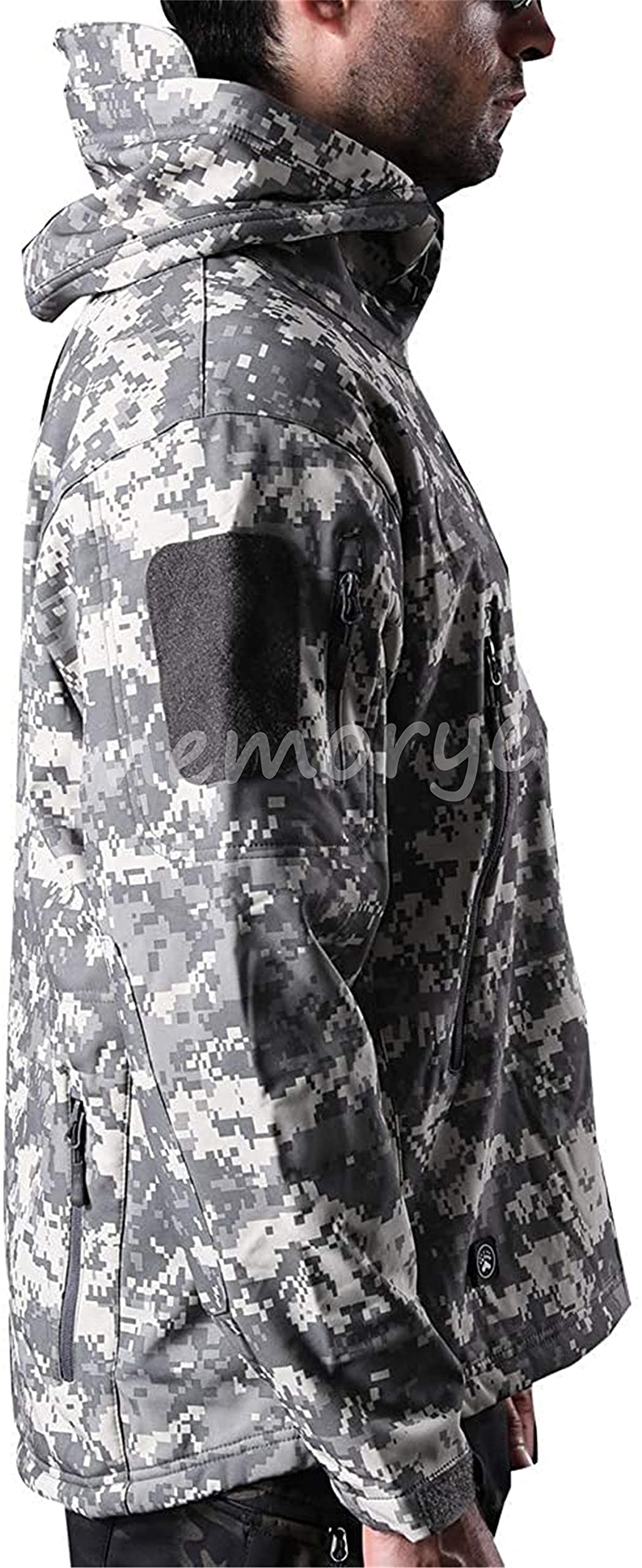 Memoryee Men's Waterproof Softshell Jackets, Warm Military Outdoor Tactical Hoodies, Camouflage Coat