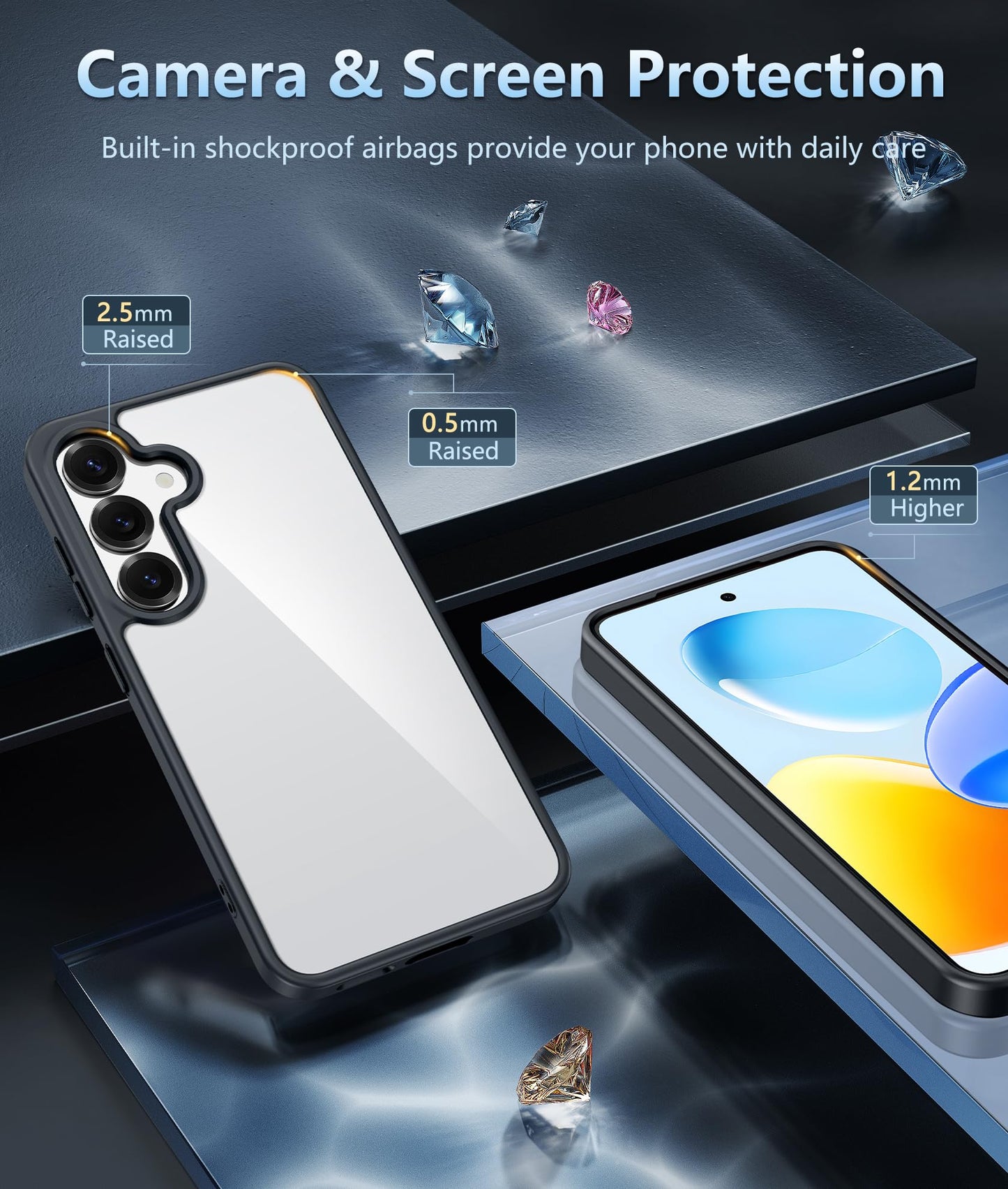 FNTCASE Case for Samsung Galaxy S25 Ultra 6.9 Inches, Military Drop Protection, Anti-Yellowing, Robust, Durable, Shockproof, Protective, Transparent, Clear