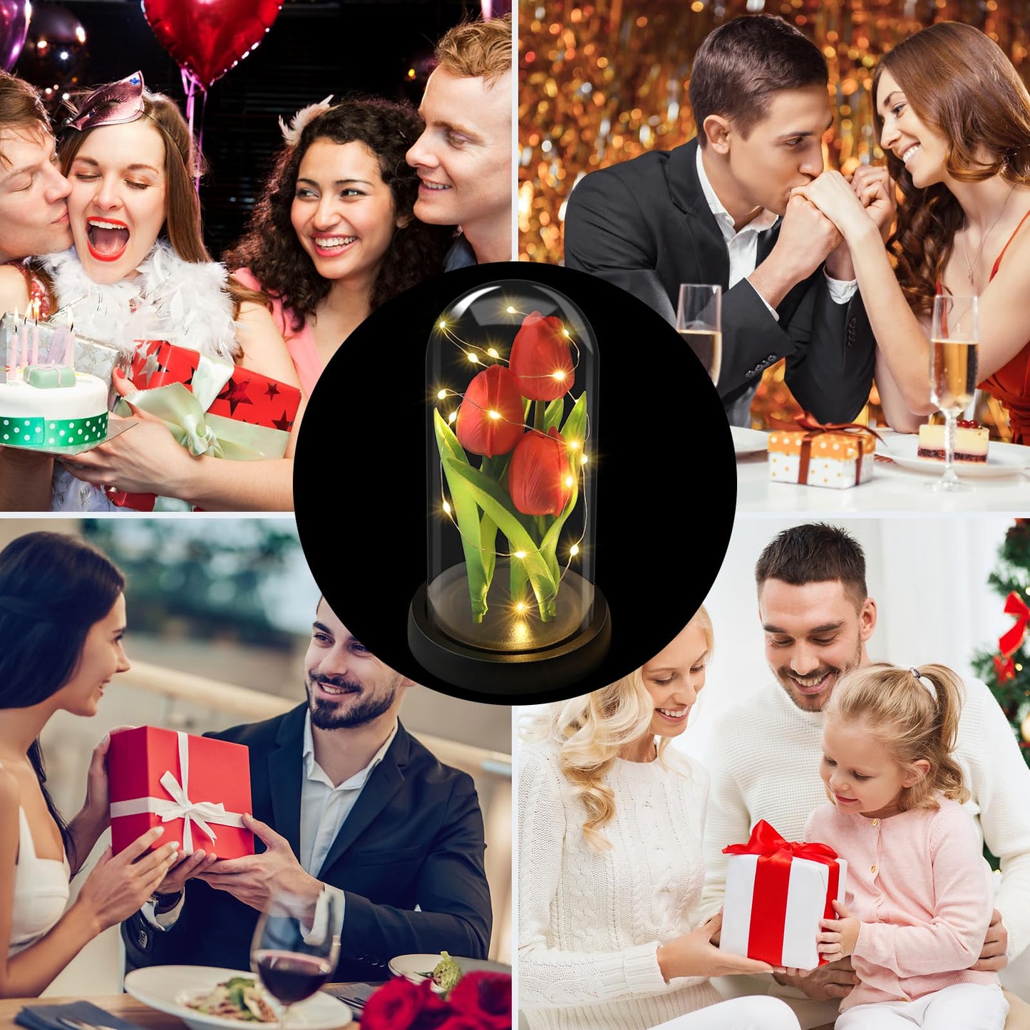 Touloube Geschenke Für Frauen, Galaxy Rose Blume Geschenk, Infinity Rose in Glaskuppel, LED-Lichterkette auf der Kristallrose, Geschenk für Frauen,Hochzeit,Muttertag,Jahrestag und Geburtstag