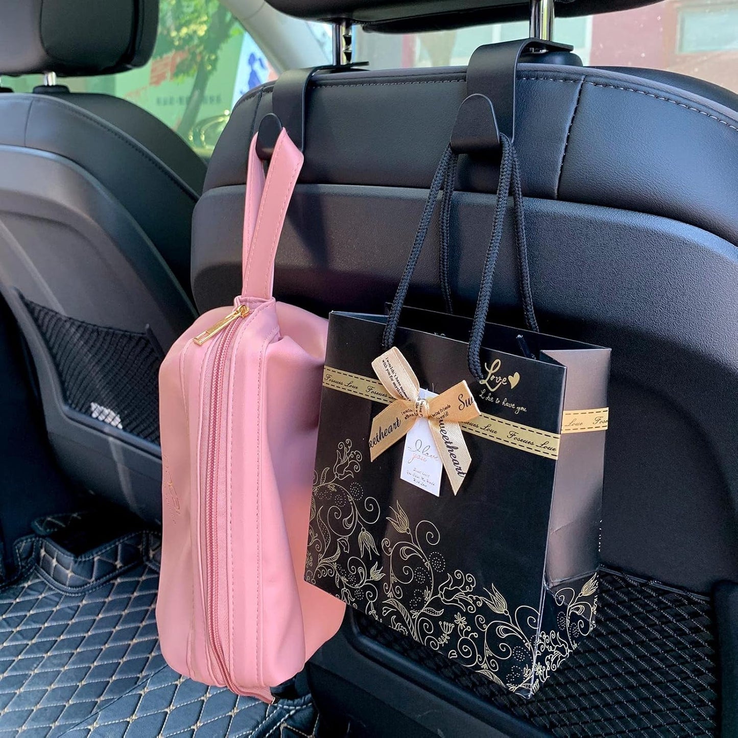 Pack of 4 Car Storage Hooks, Car Plastic Hooks, Back Seat Headrest Hooks, Storage Hooks for Car Seat, Back Seat Hooks, Headrest Hangers, Handbag Holders, Bag Hooks