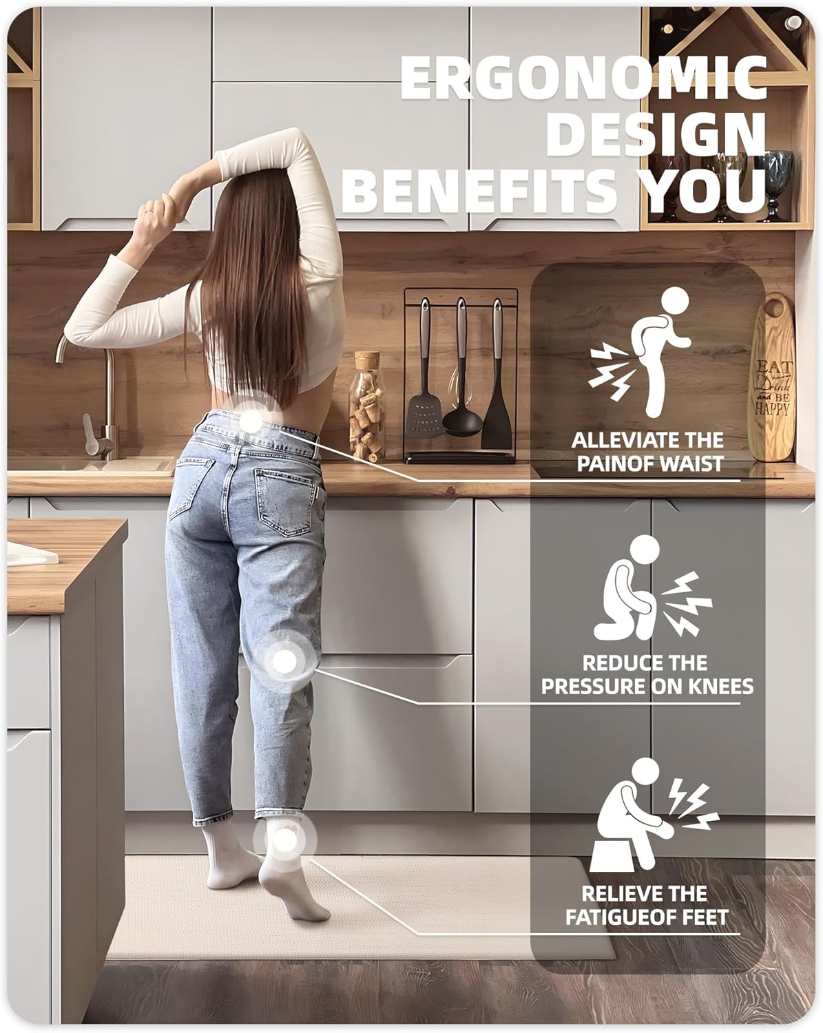 Color G Küchenläufer 2 Stück, küchenteppich waschbar rutschfest, Teppich küche mit Ölfest und Wasserdicht, Gummirücken Küchenmatte für Esszimmer, Küche, läufer Flur(44x150CM + 44x150CM, Schwarz)