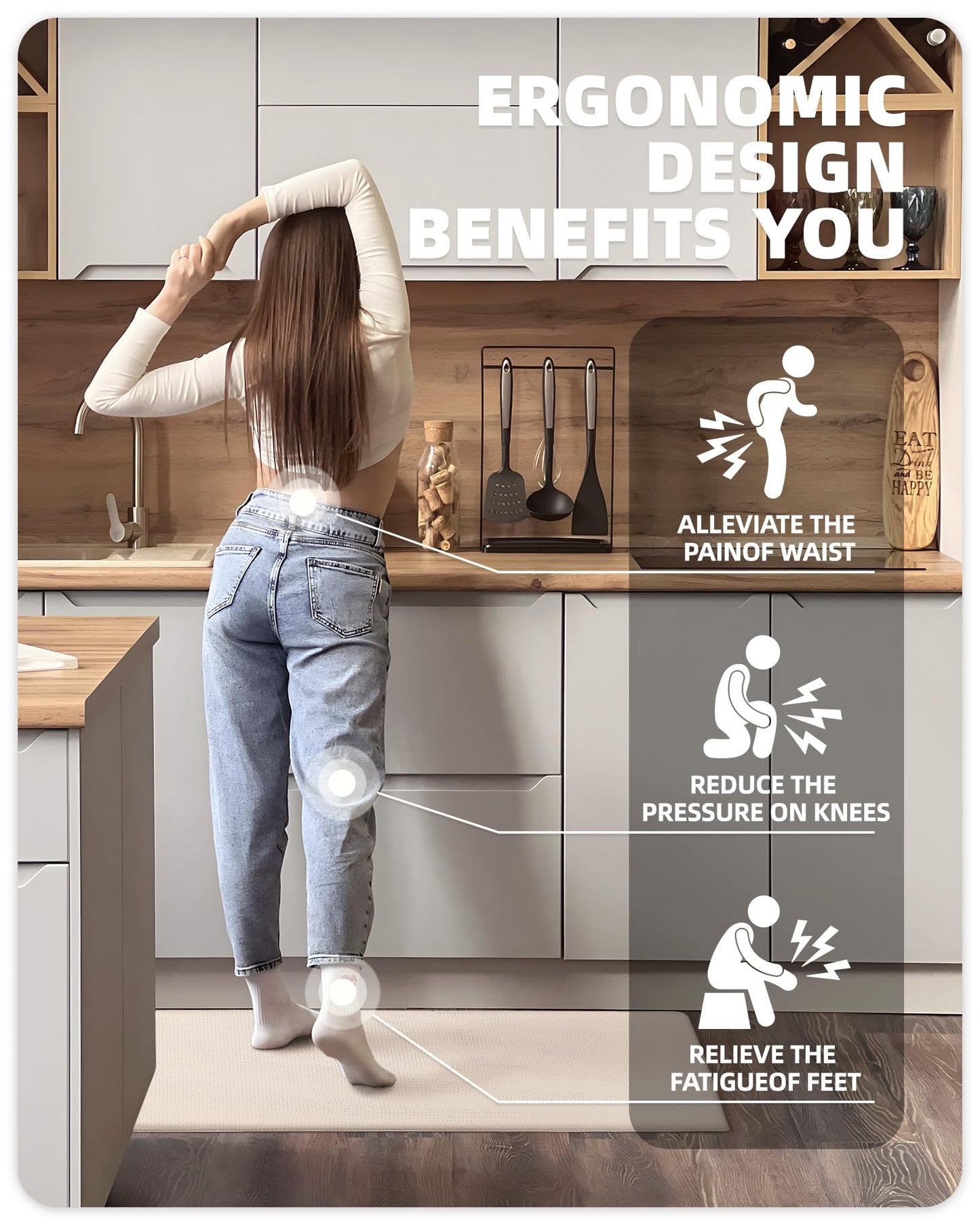 Color G Küchenläufer 2 Stück, küchenteppich waschbar rutschfest, Teppich küche mit Ölfest und Wasserdicht, Gummirücken Küchenmatte für Esszimmer, Küche, läufer Flur(44x150CM + 44x150CM, Schwarz)