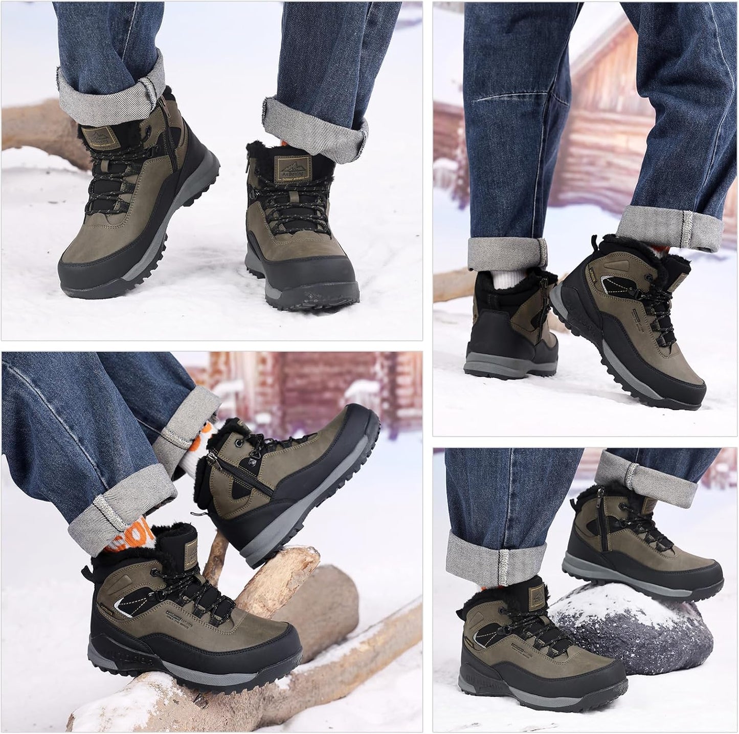 AX BOXING Winter Shoes Boys Hiking Shoes Lined Snow Boots Children Warm Lining Trekking Shoes Non-Slip Winter Boots Outdoor EU 34-40