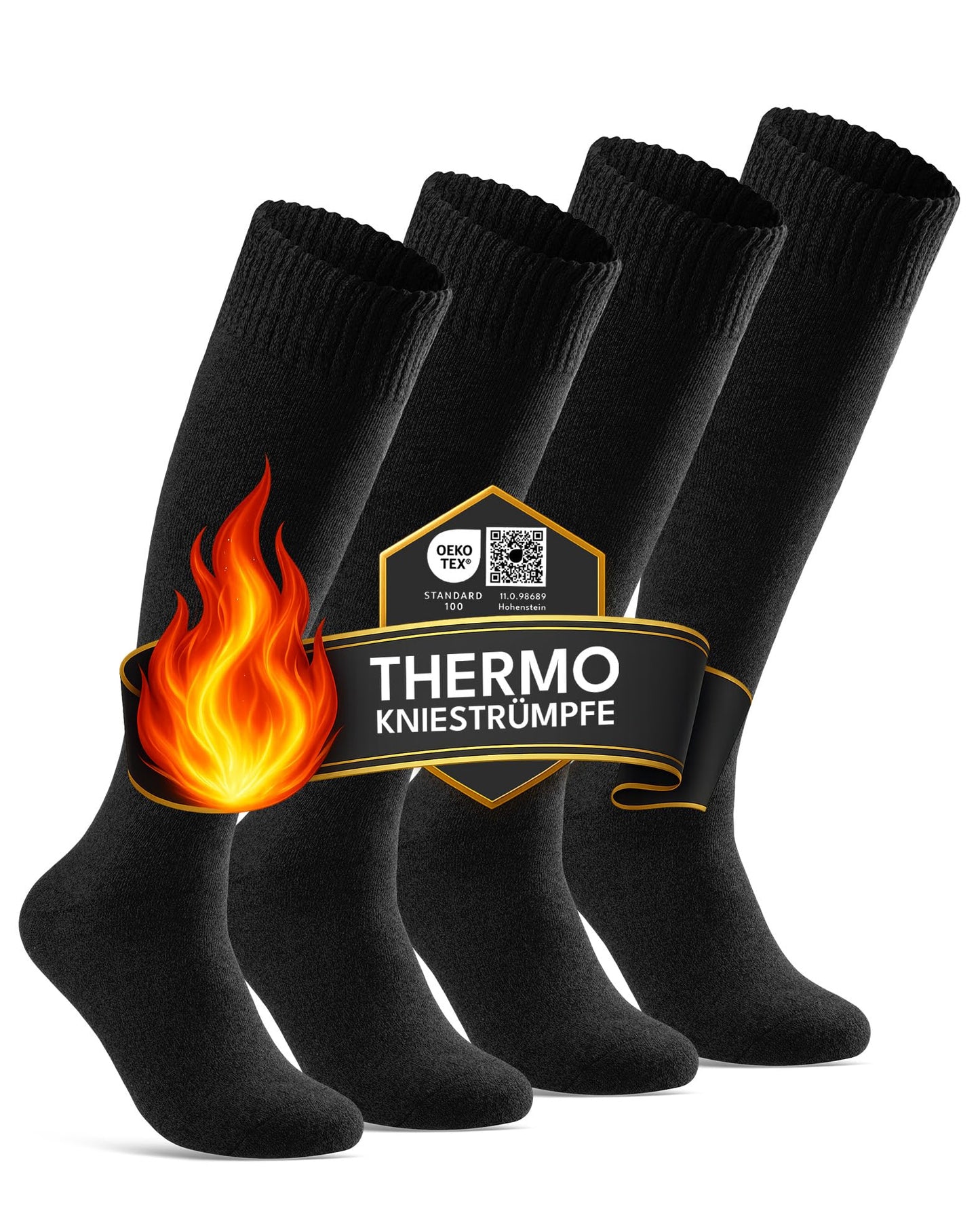 sockenkauf24 22350 Men's Thermal Knee Socks Inner Terry Towelling 4 Pairs